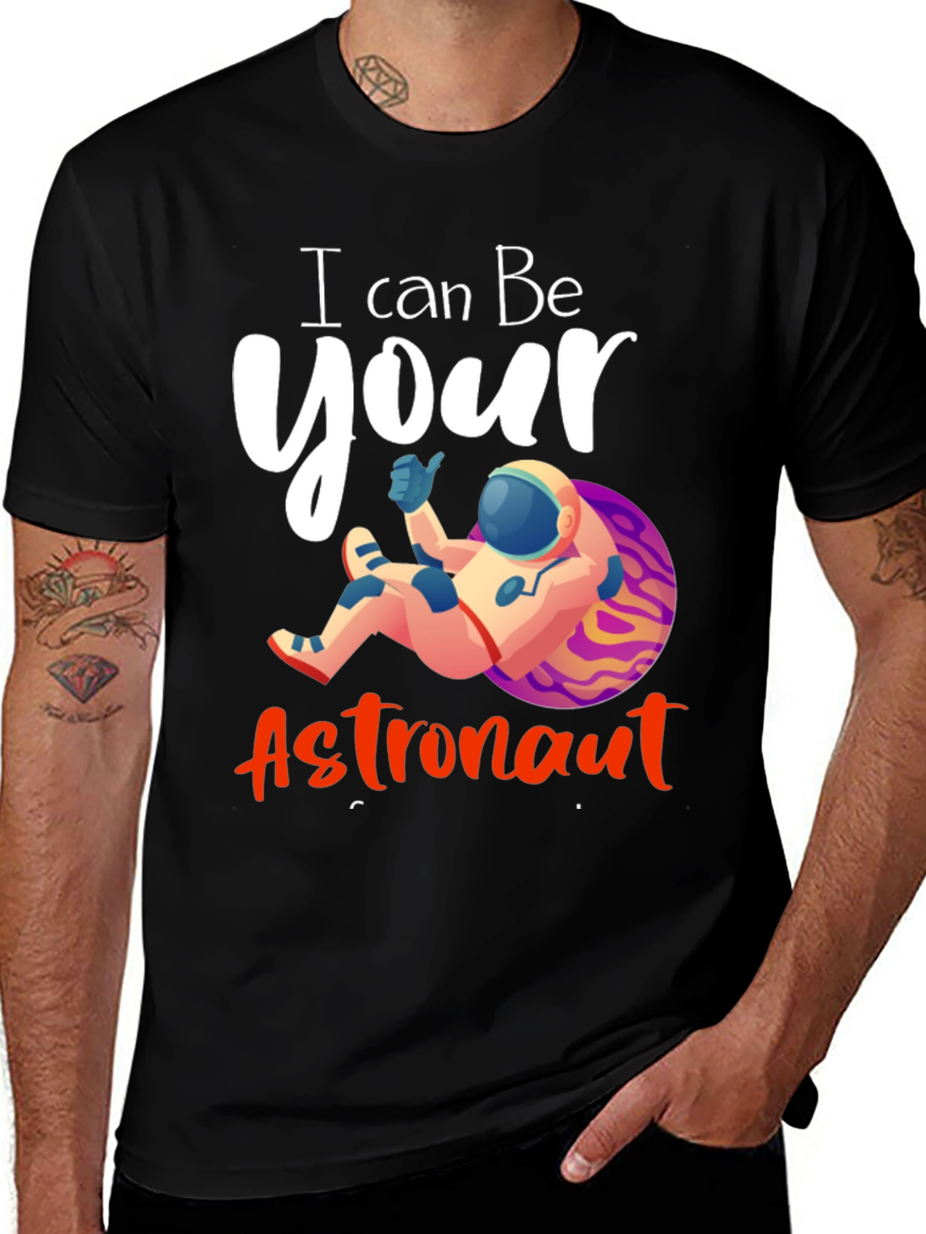 Variant 7 of I Can Be Your Astronaut Graphic Tee - Black