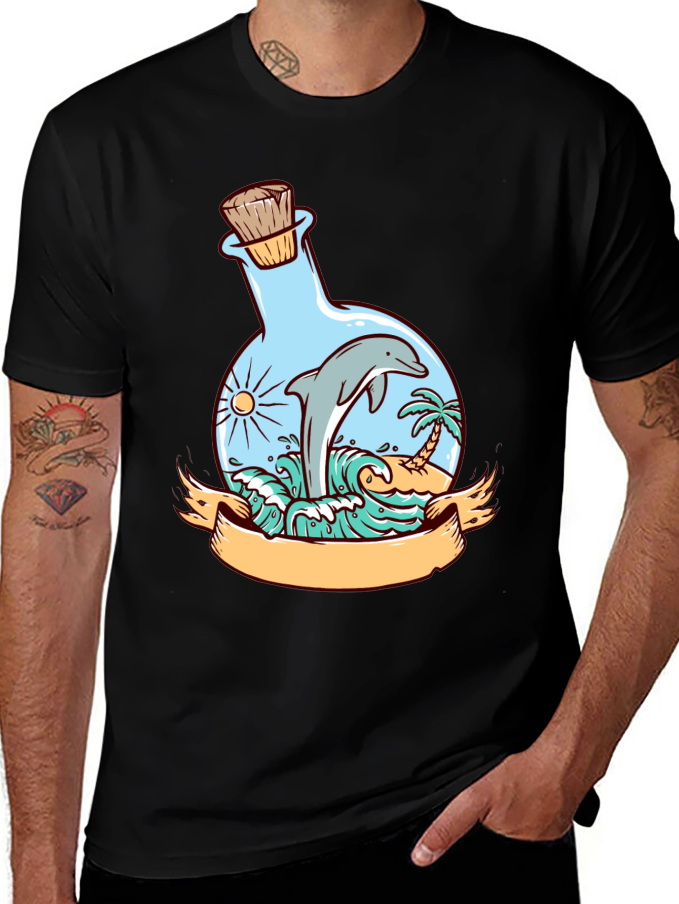 Variant 26 of Dolphin Bottle T-Shirt: Ocean Life Graphic Tee