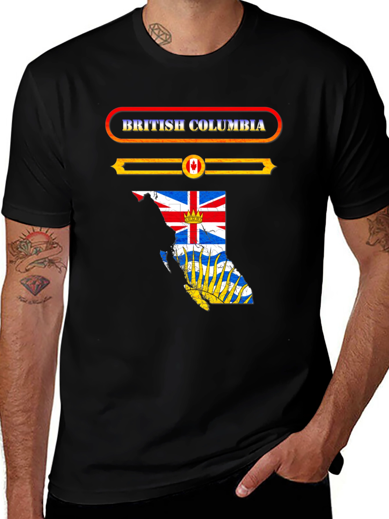 British Columbia Map T-Shirt - Black Graphic Tee