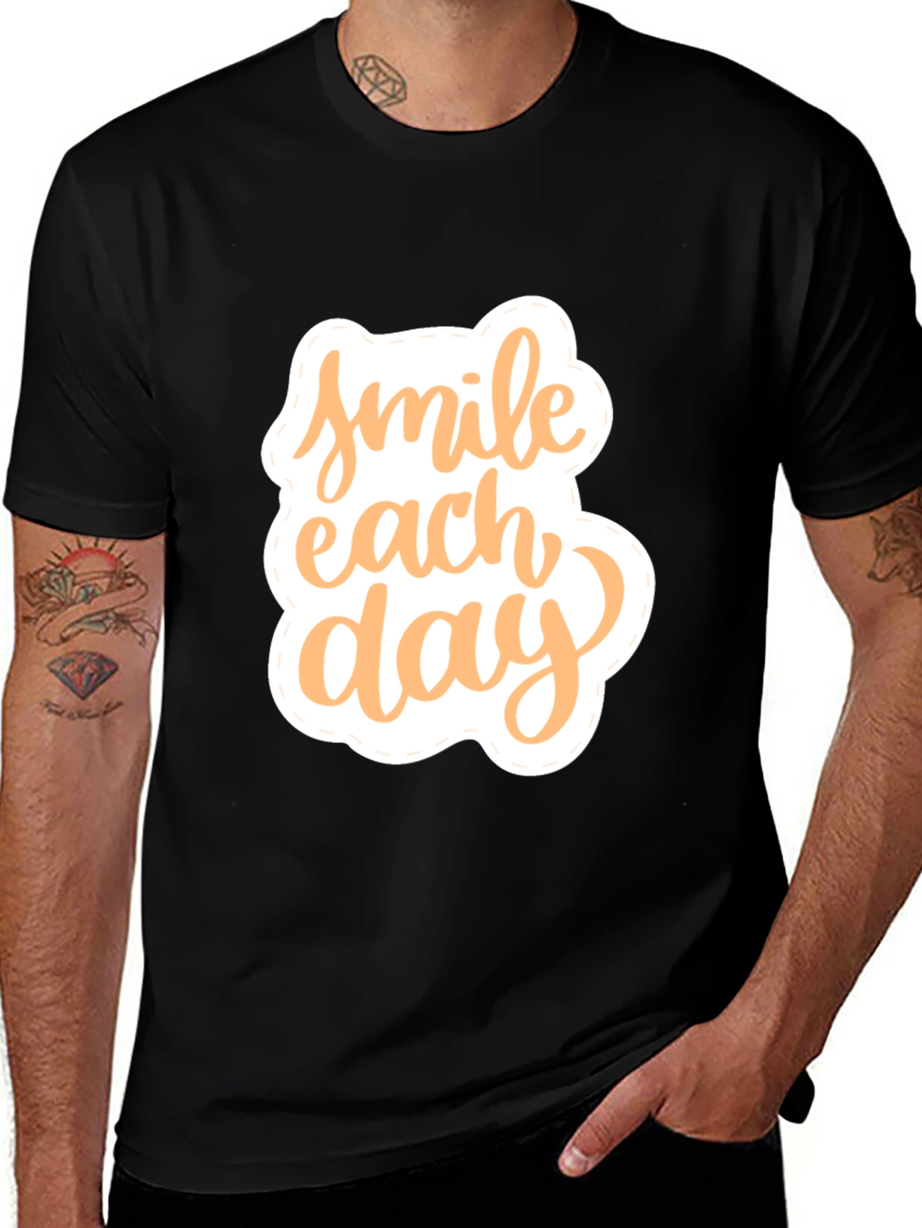 Variant 7 of Smile Each Day Graphic Tee - Positive Vibes Black T-Shirt