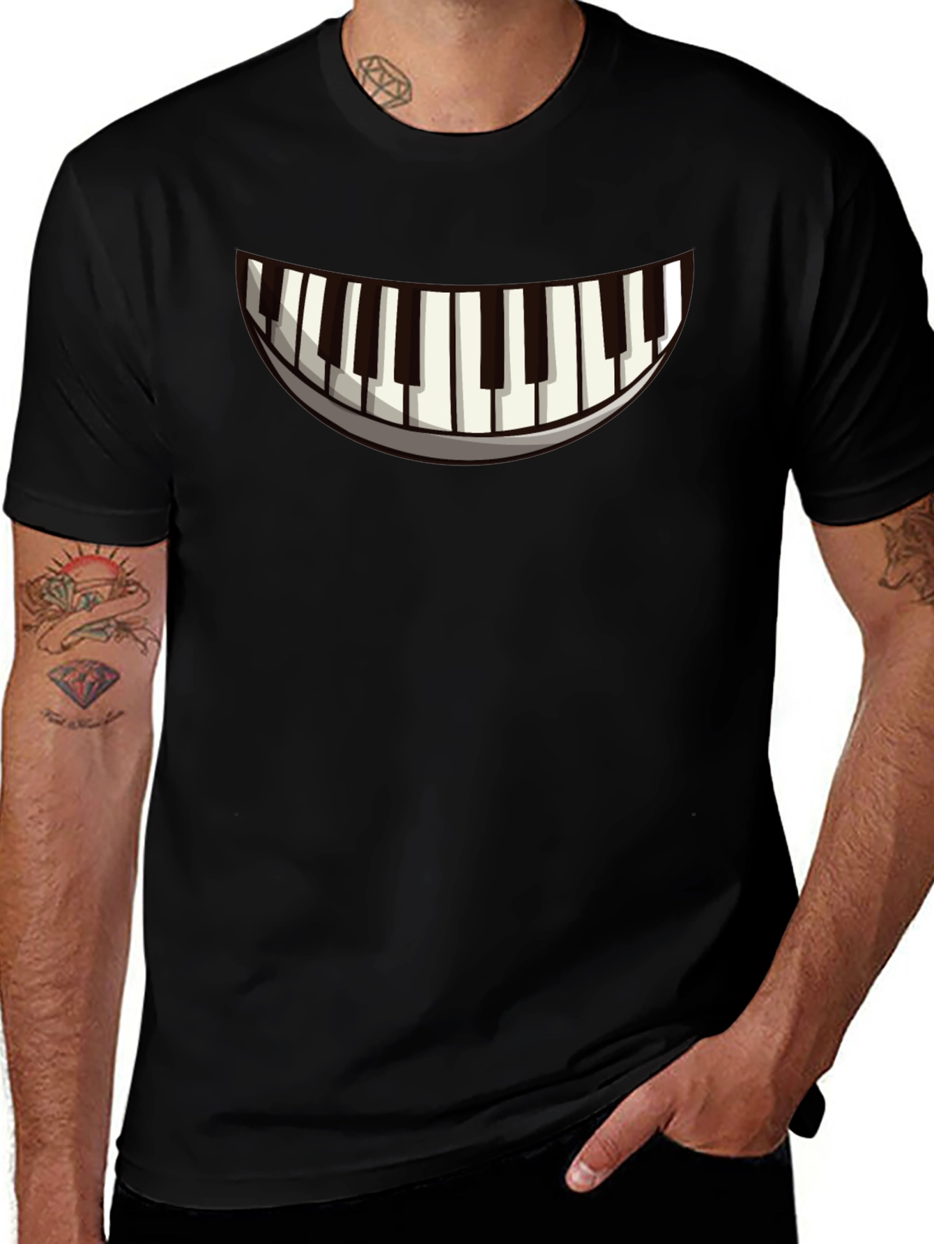 Variant 10 of Piano Key Smile Black T-Shirt