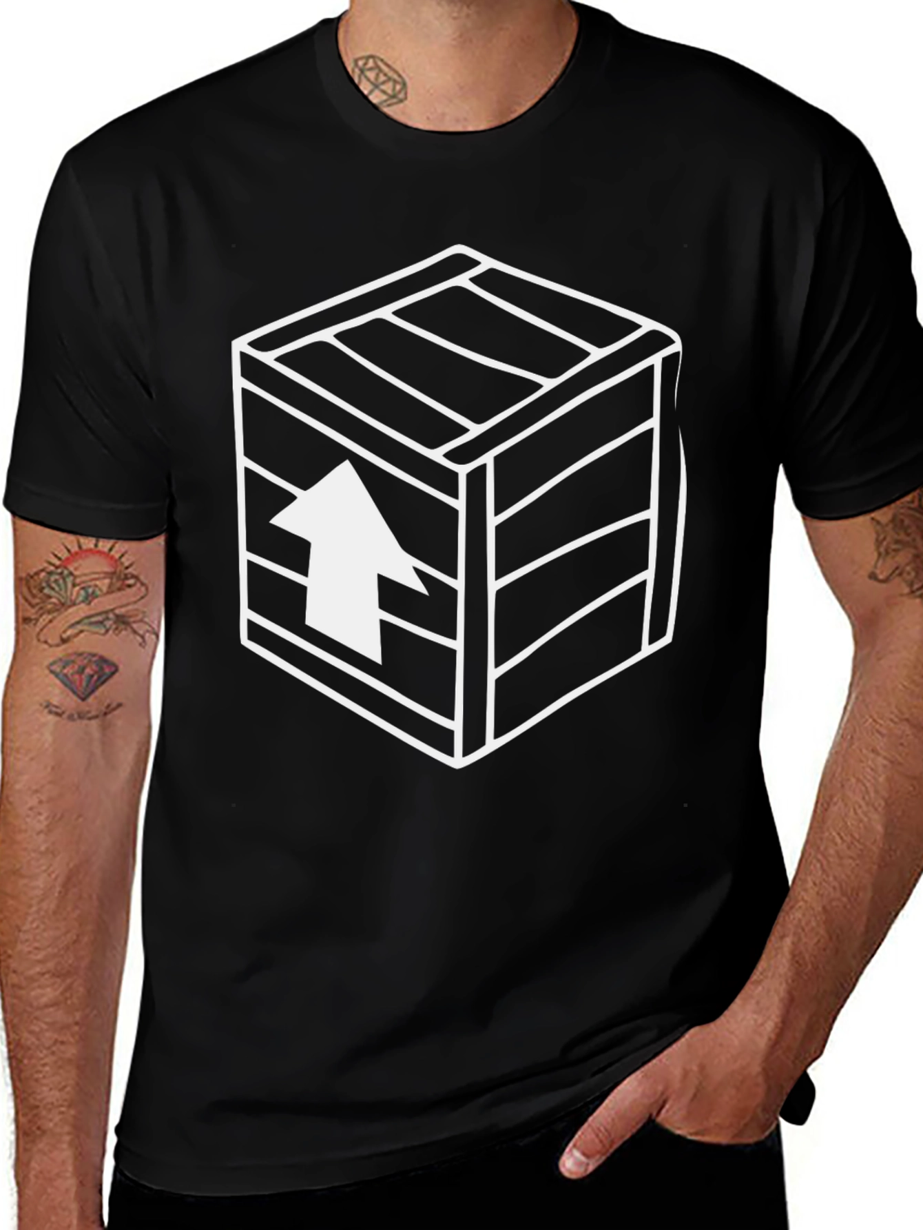 Variant 23 of Graphic Tee - Crate Up Arrow Design - Black