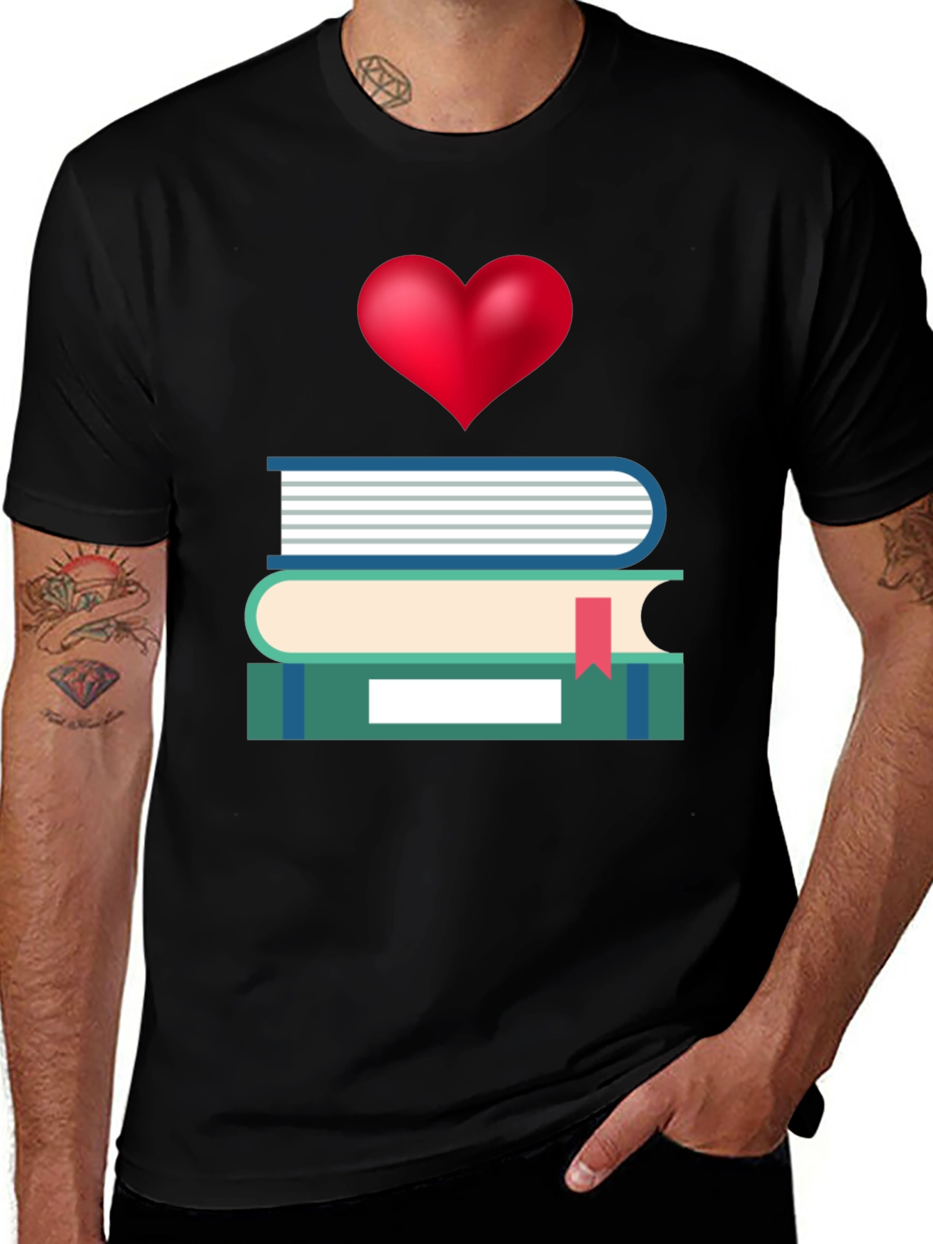 Variant 17 of Stacked Books & Heart Graphic Tee
