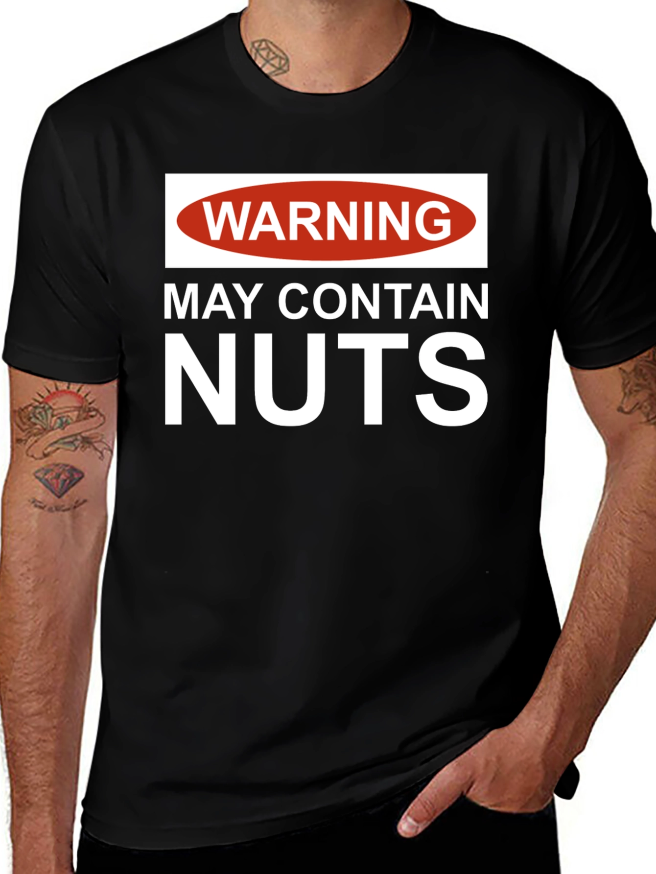 Variant 13 of Warning: May Contain Nuts T-Shirt - Funny Novelty Tee
