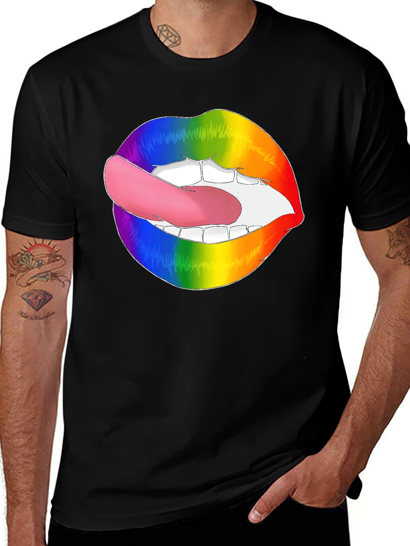 Variant 23 of Rainbow Lips Tongue Out T-Shirt