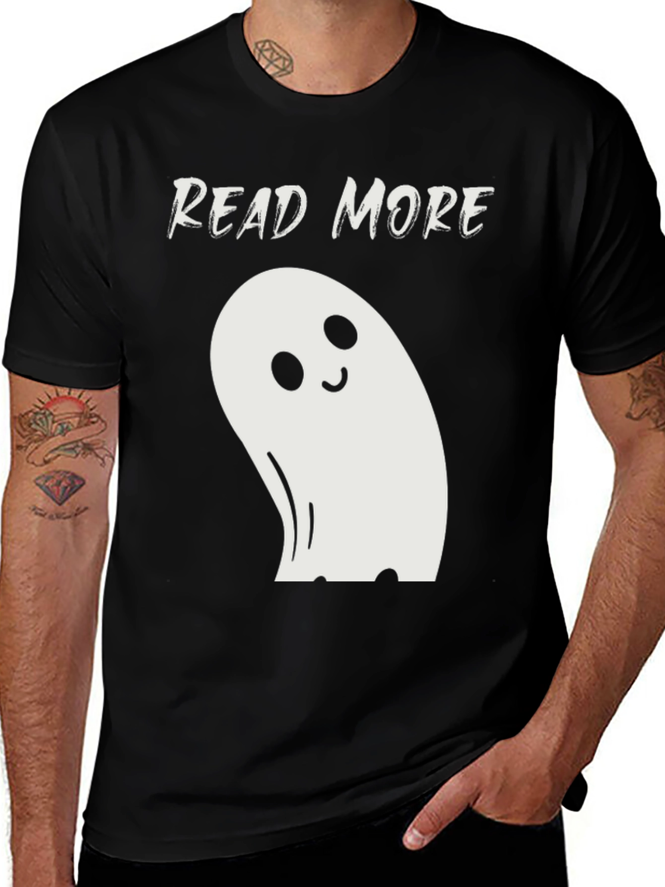 Variant 24 of Read More Ghost T-Shirt - Black Cotton Blend