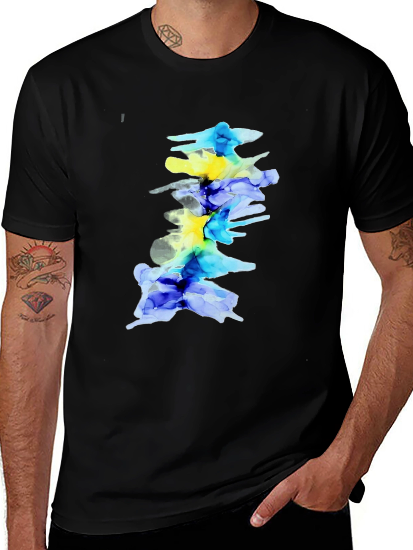 Abstract Spine Art Black T-Shirt