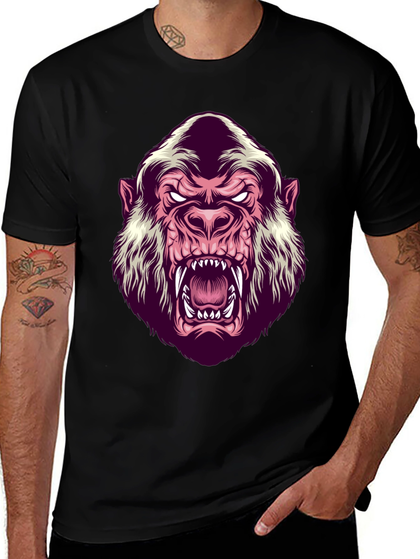 Variant 20 of Men's Black Gorilla Graphic T-Shirt