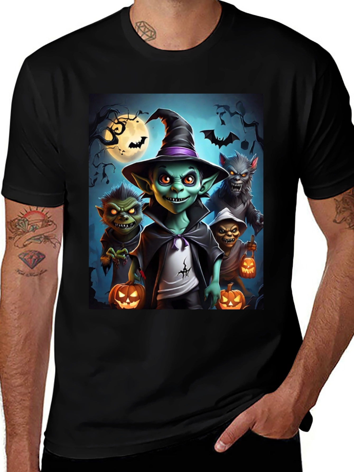 Halloween Monsters Black T-Shirt