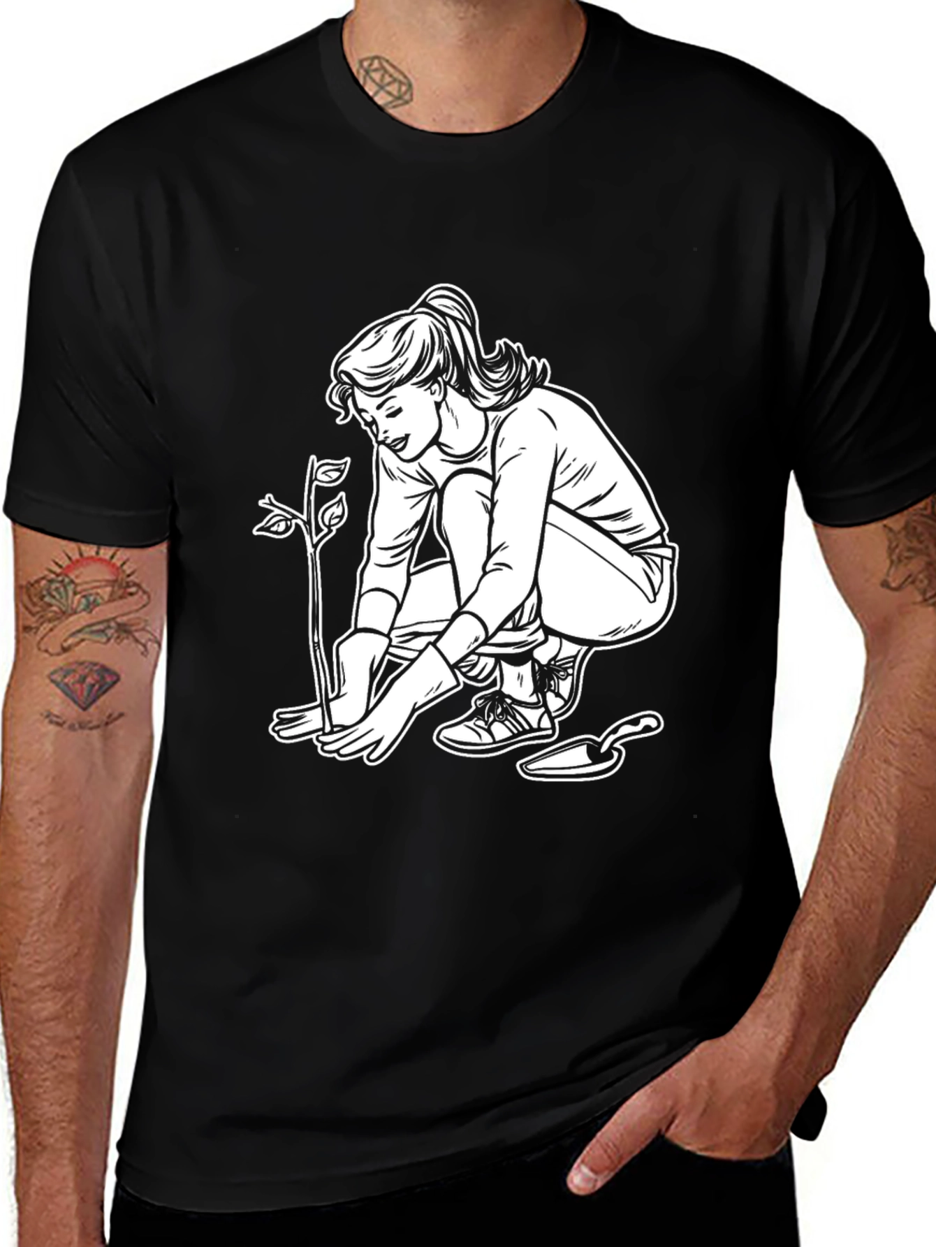 Gardener Woman Graphic Tee - Black