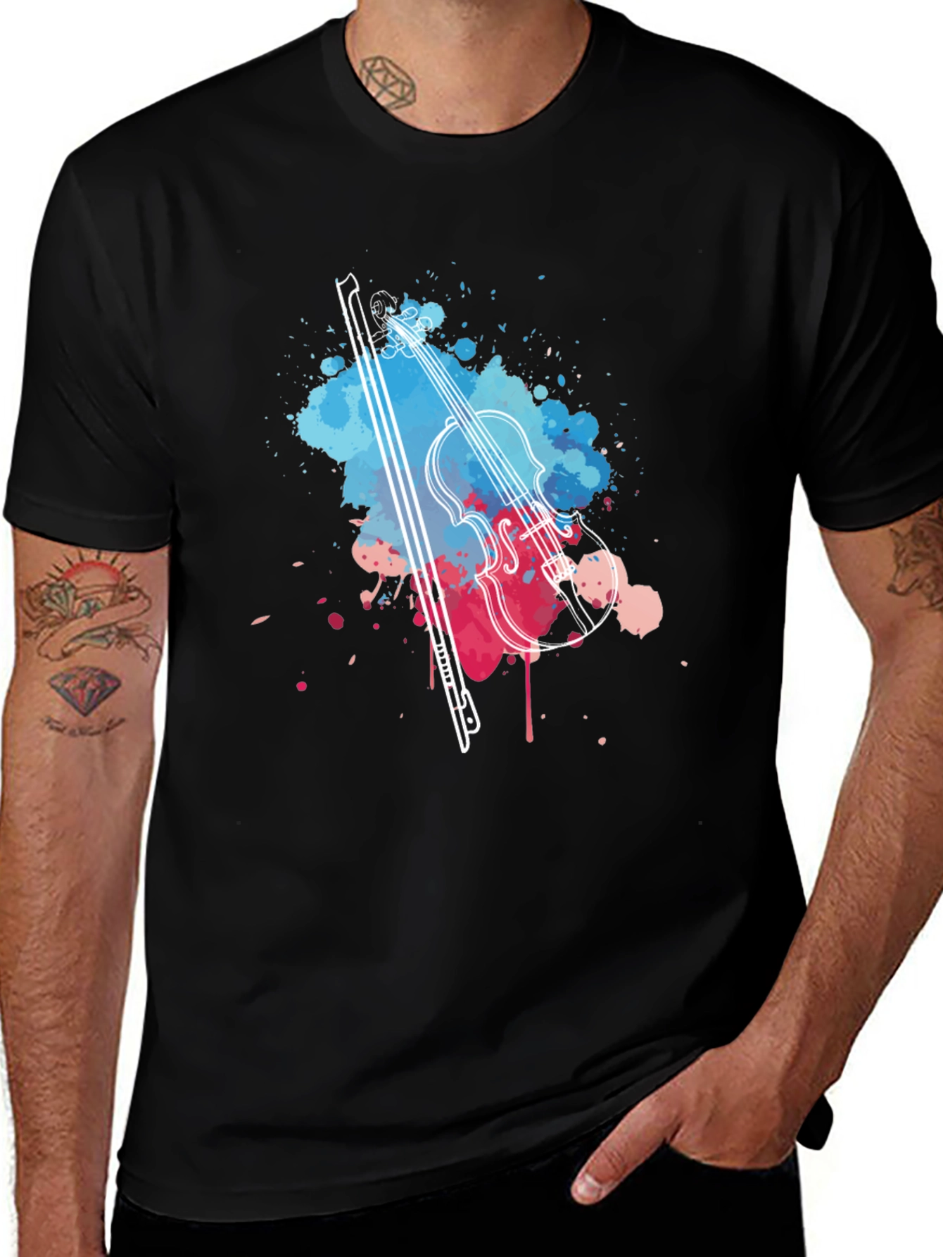 Variant 5 of Watercolor Violin Graphic Tee - Music Lover Shirt