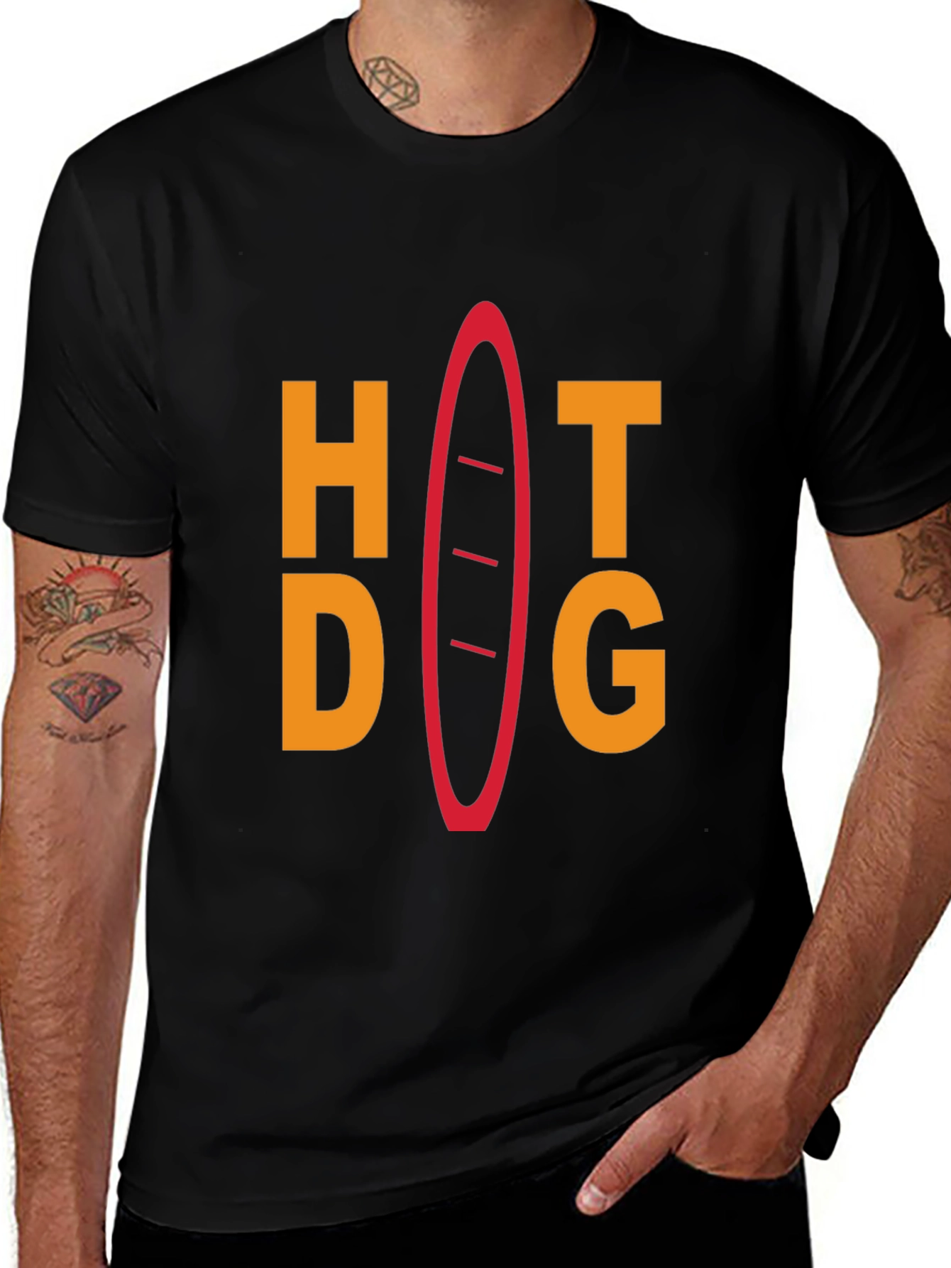 Variant 22 of Hot Dog Graphic Tee - Unisex Black T-Shirt