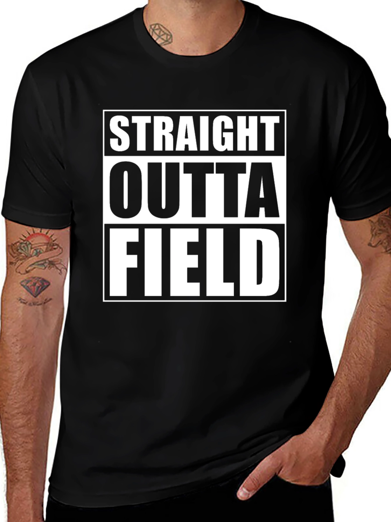 Variant 14 of Straight Outta Field T-Shirt - Black Graphic Tee