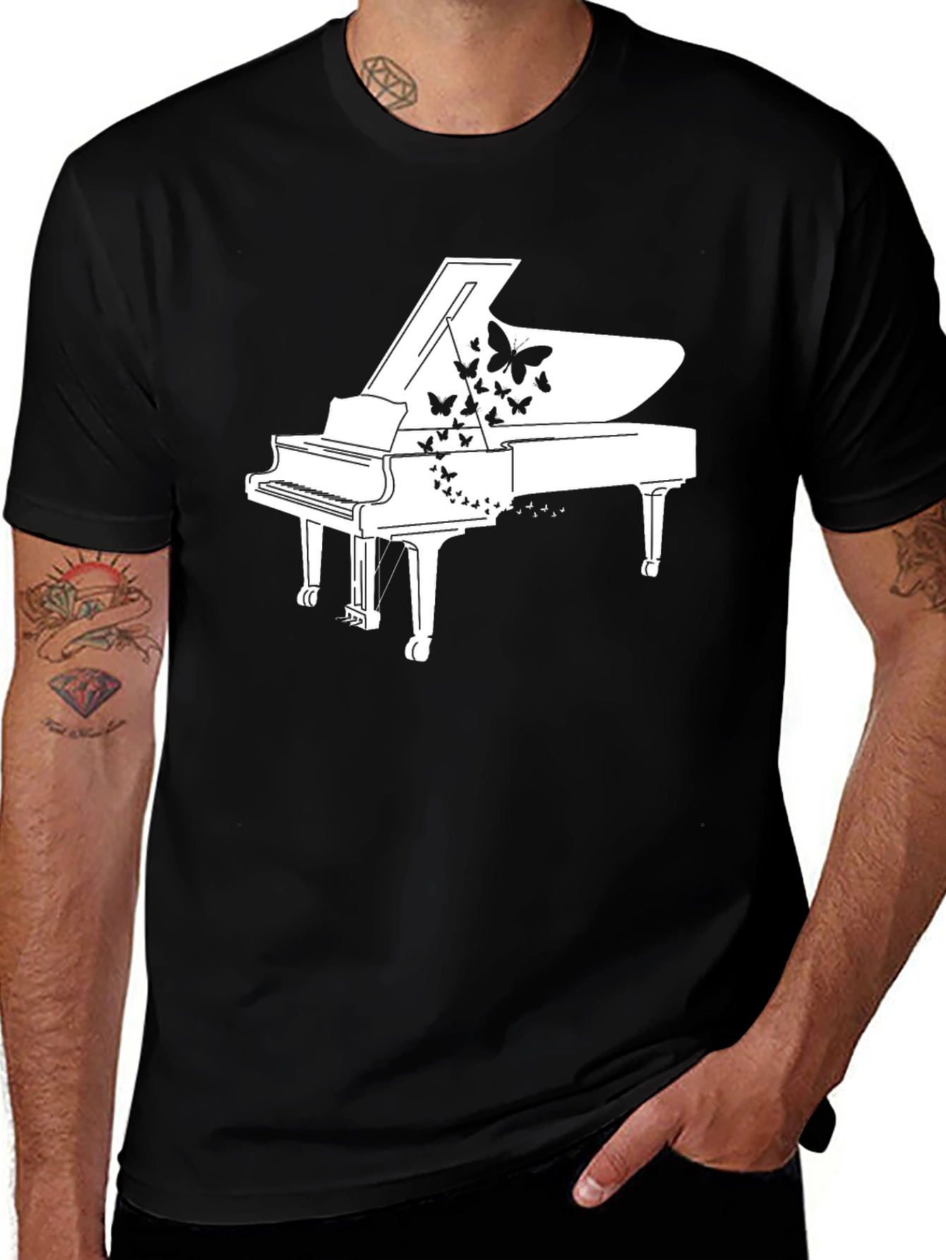 Variant 4 of Piano & Butterfly Graphic T-Shirt