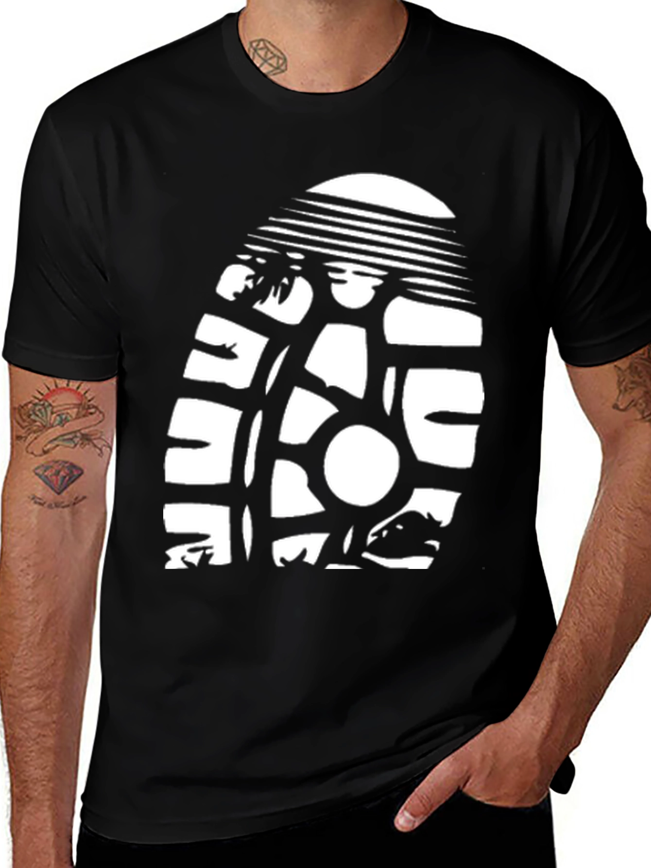 Variant 23 of Black T-Shirt with Retro Sun & Surf Graphic