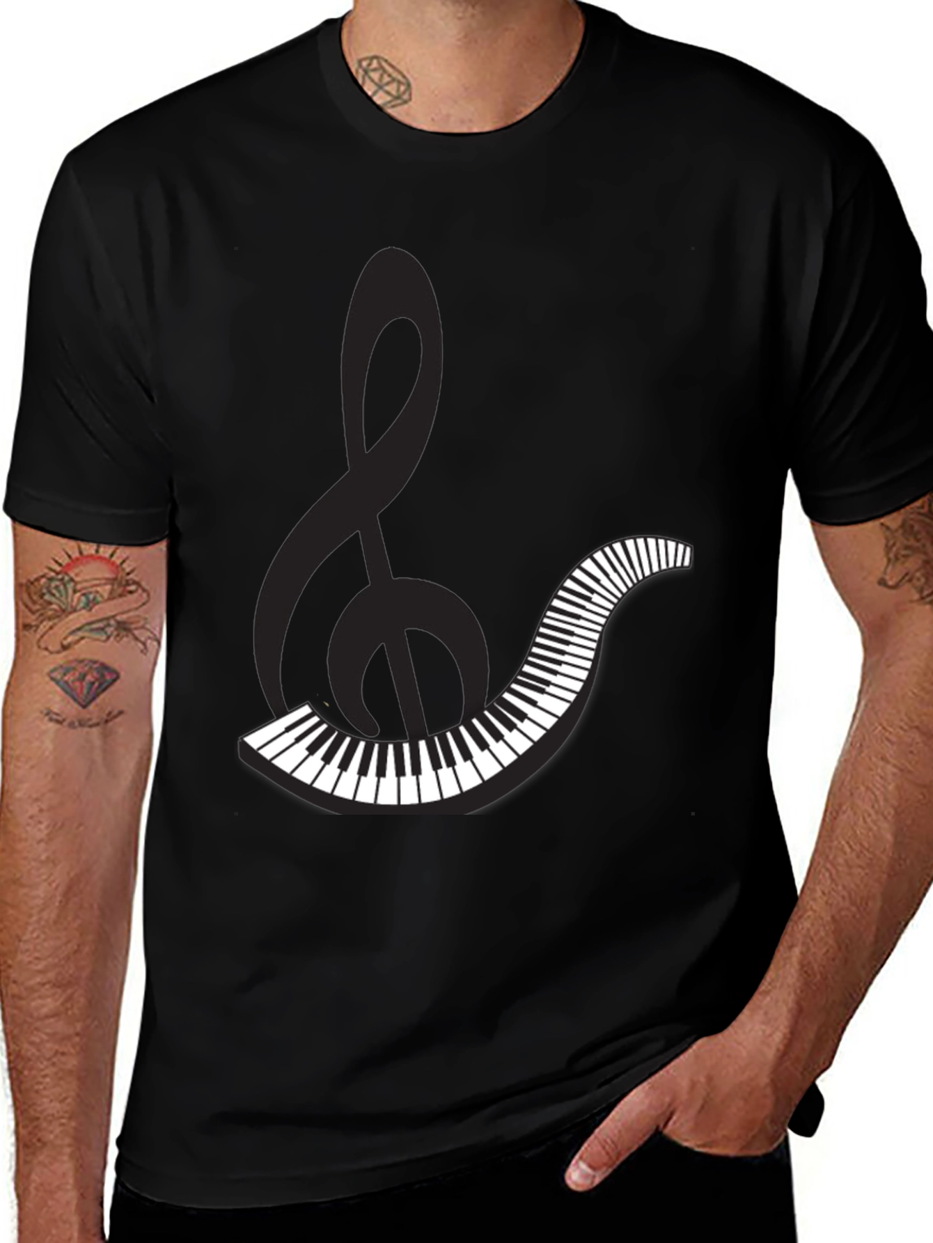 Variant 3 of Musical Clef & Keyboard Graphic Tee