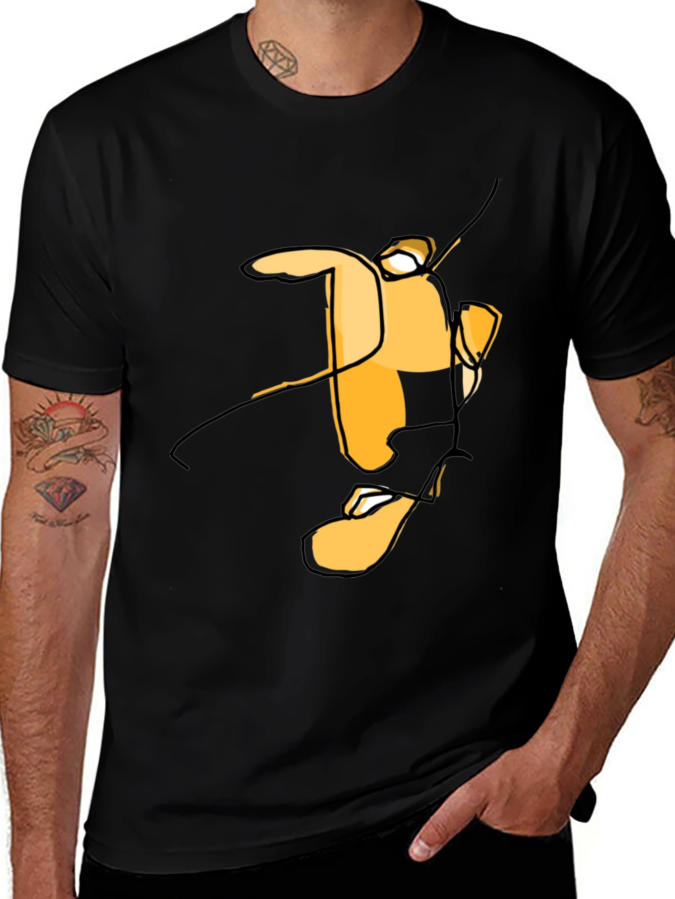 Variant 24 of Abstract Face Graphic Black T-Shirt