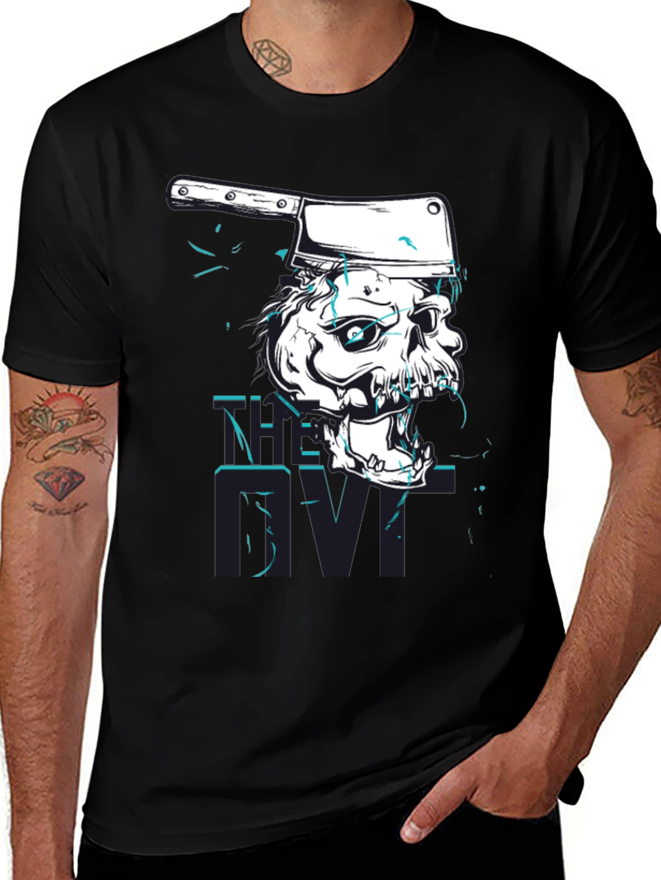 Variant 21 of Skull Cleaver Graphic Tee - Edgy Style