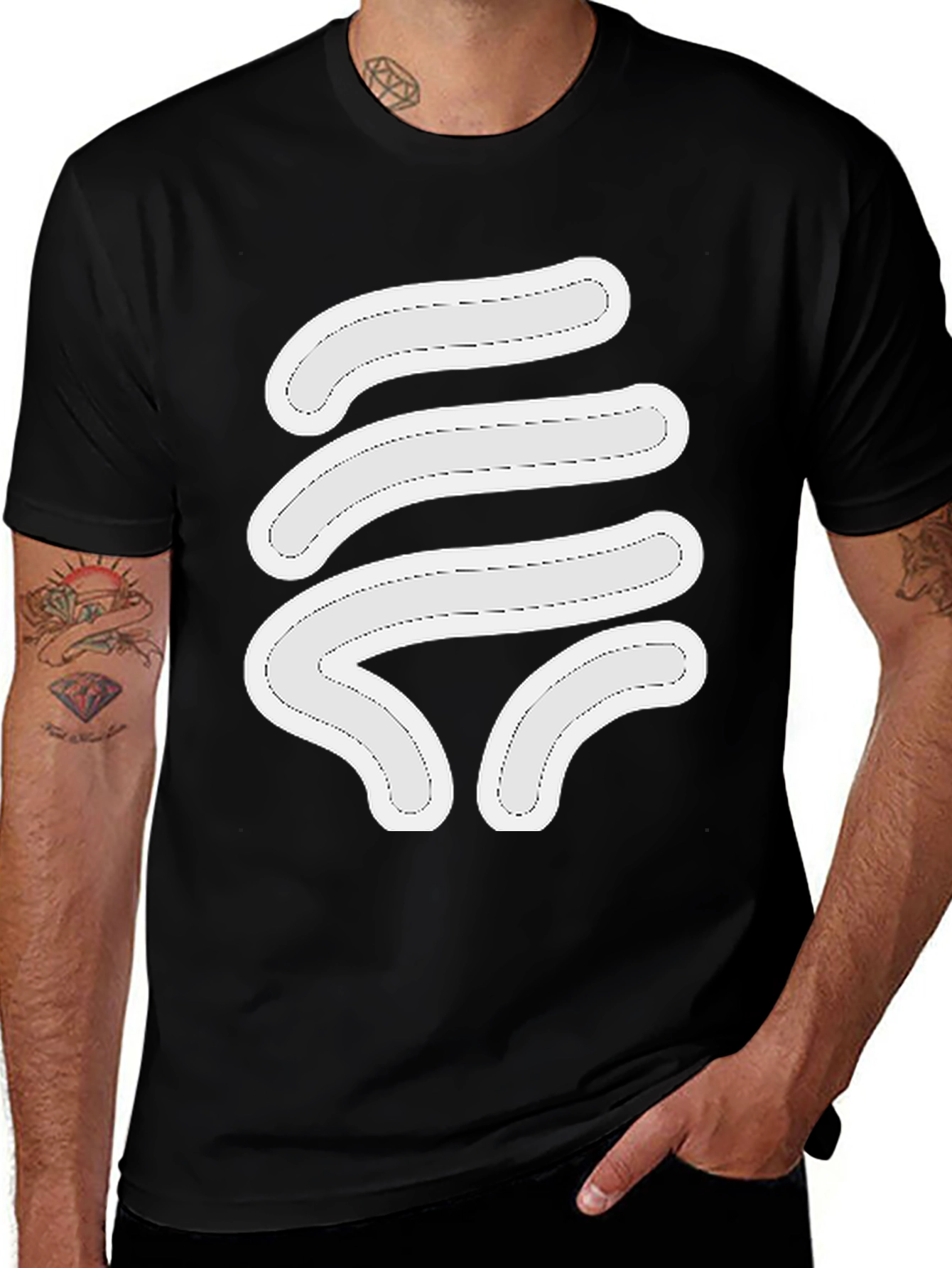 Variant 17 of Abstract White Design Black Tee Shirt