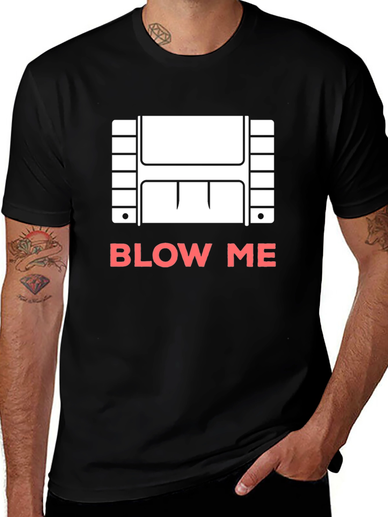 Variant 28 of Funny Blow Me Cassette Tape Black T-Shirt