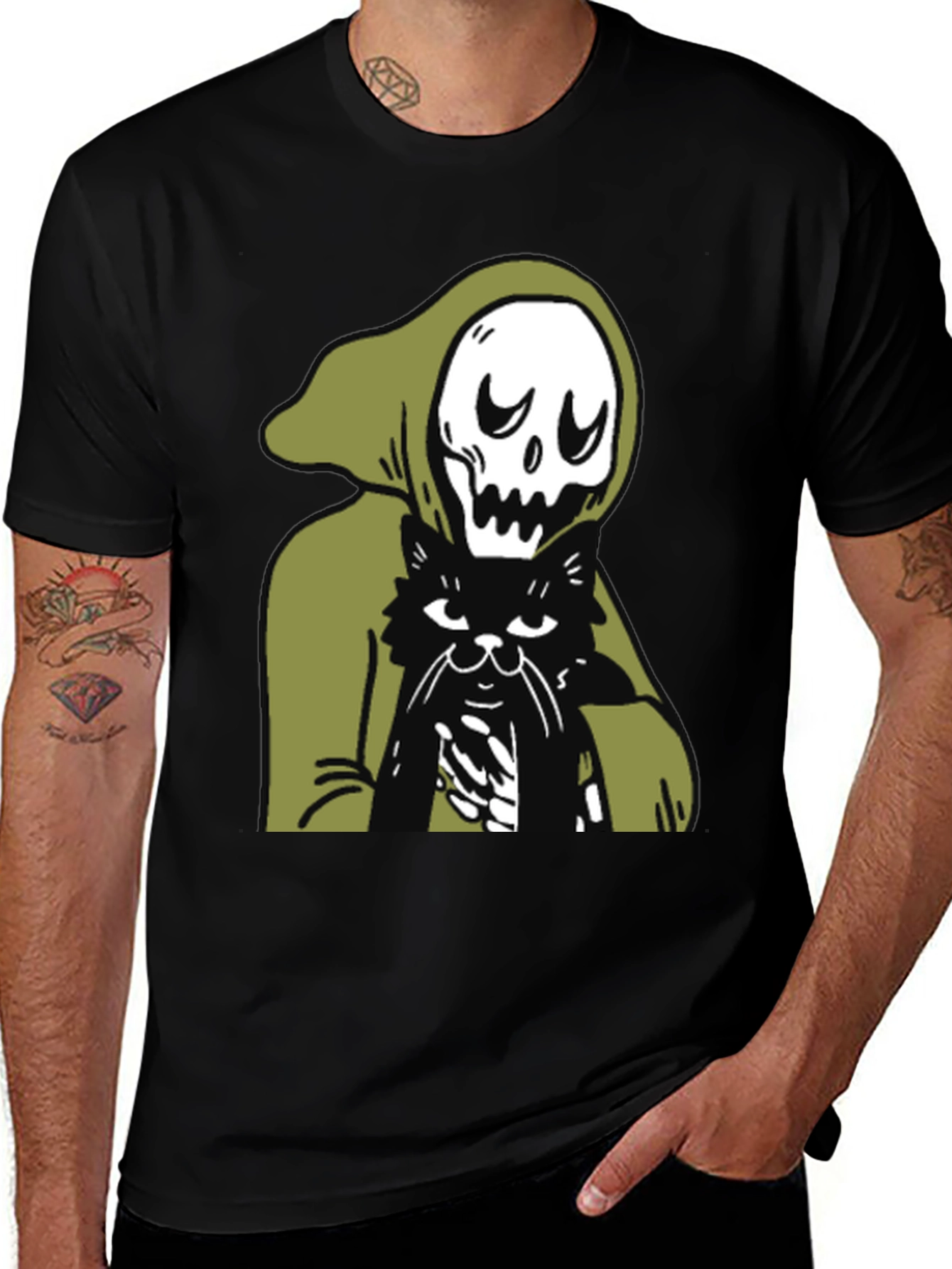 Variant 7 of Grim Reaper Cat Black T-Shirt