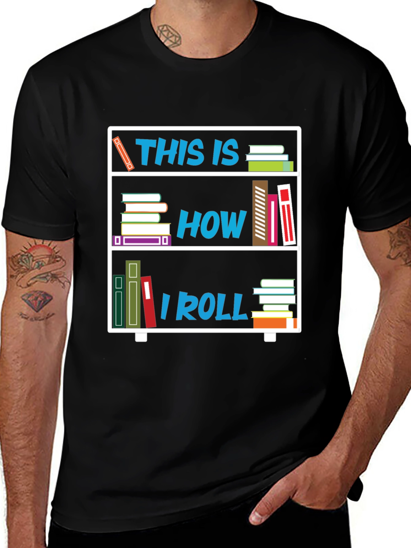 Variant 17 of Bookworm T-Shirt: This is How I Roll Library Tee