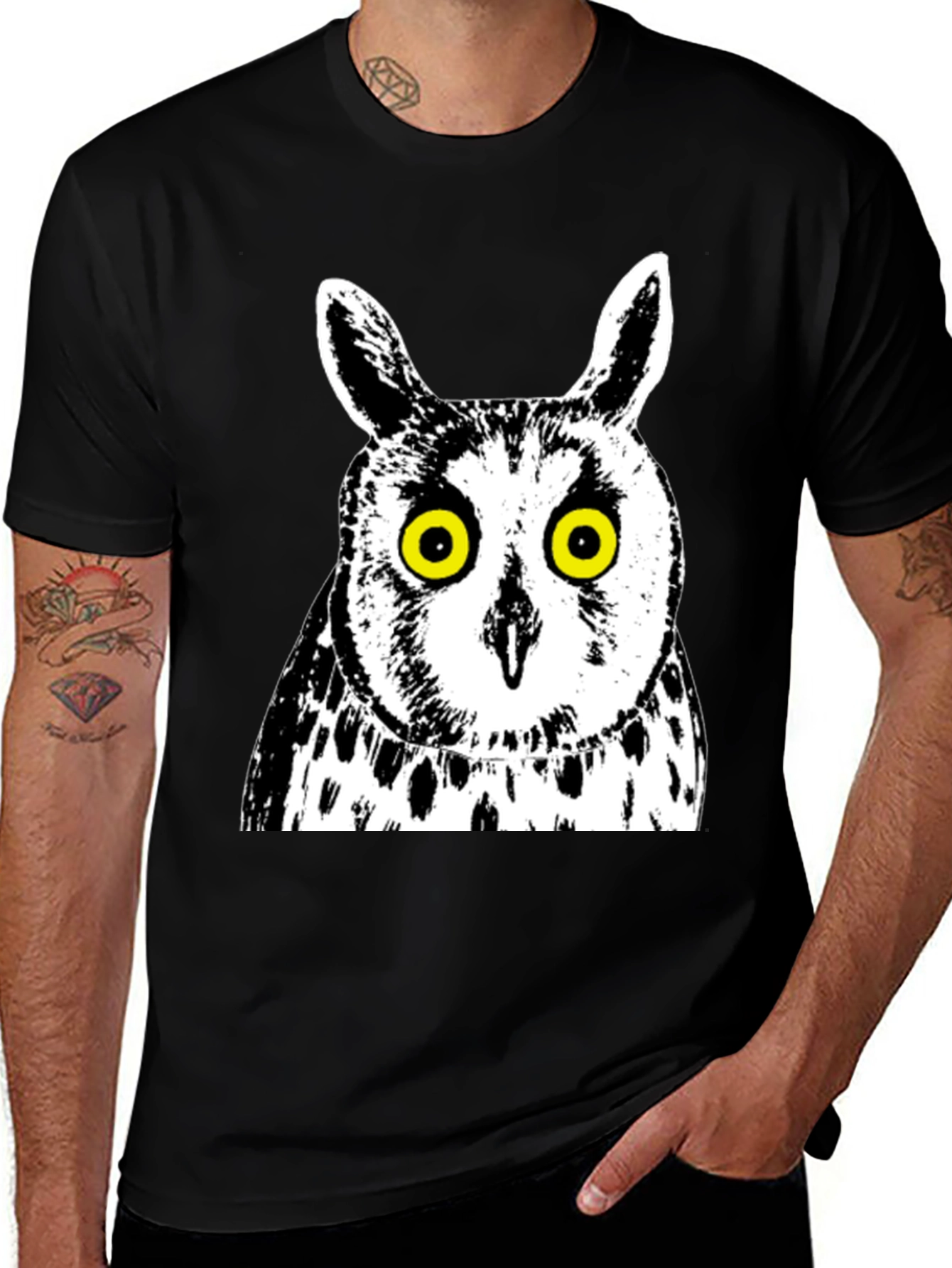 Variant 16 of Owl Graphic Print Black T-Shirt
