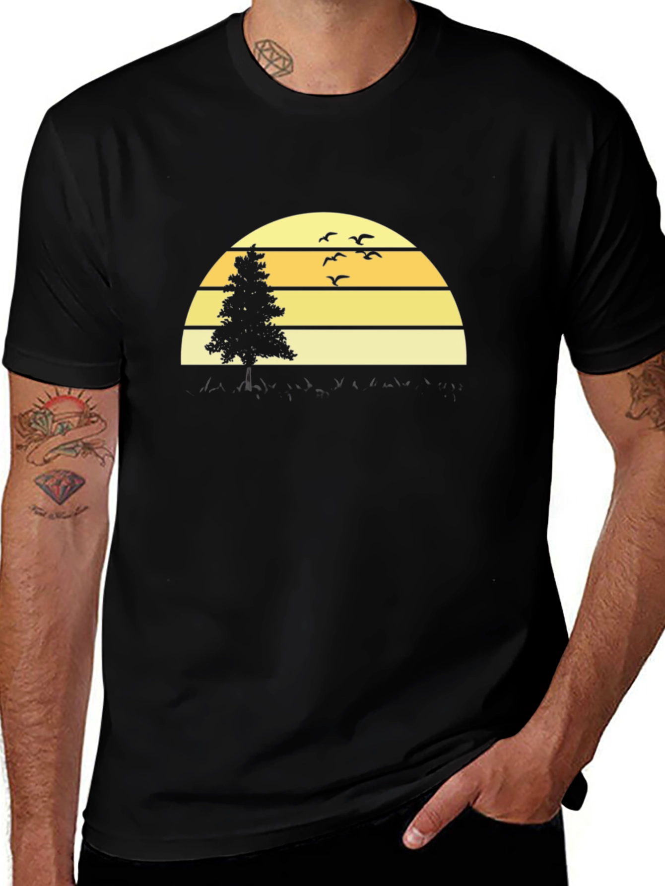 Sunset Tree Graphic Tee - Black