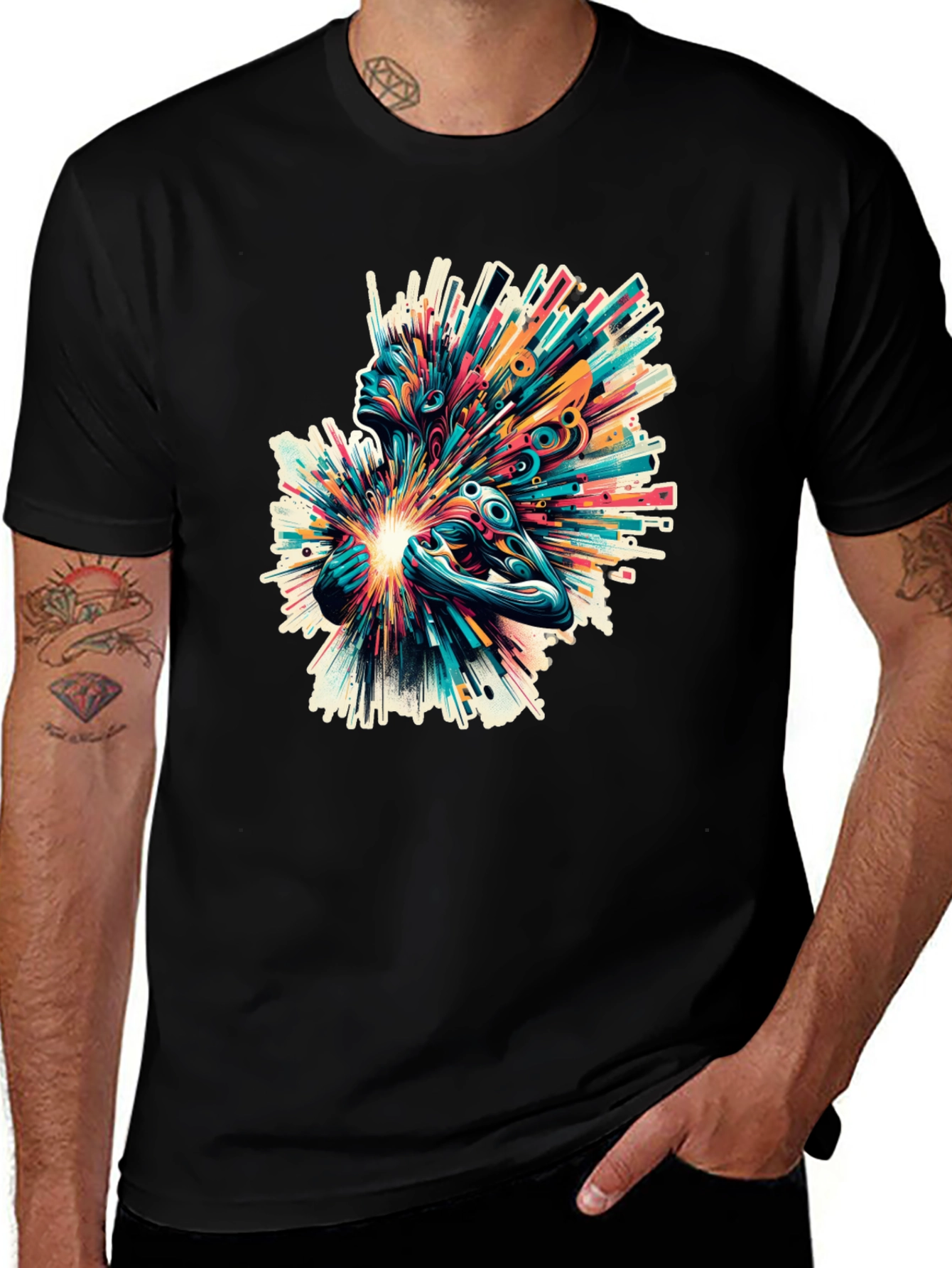 Variant 2 of Abstract Art Graphic Tee - Black T-Shirt