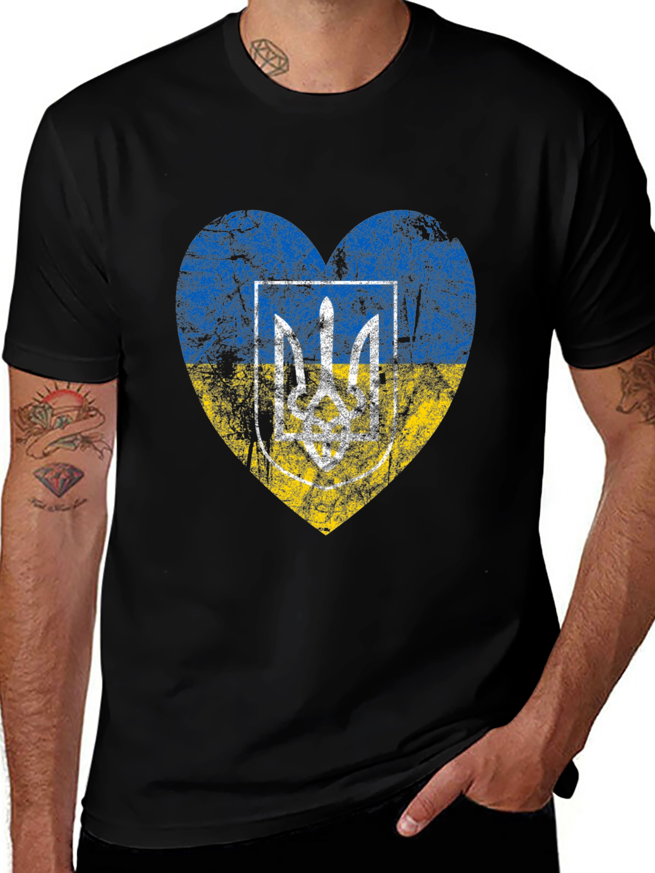 Ukraine Flag Heart T-Shirt - Stand with Ukraine