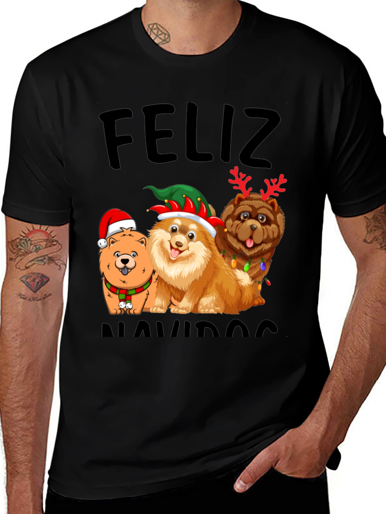 Variant 17 of Feliz Navidad Dogs Graphic Tee