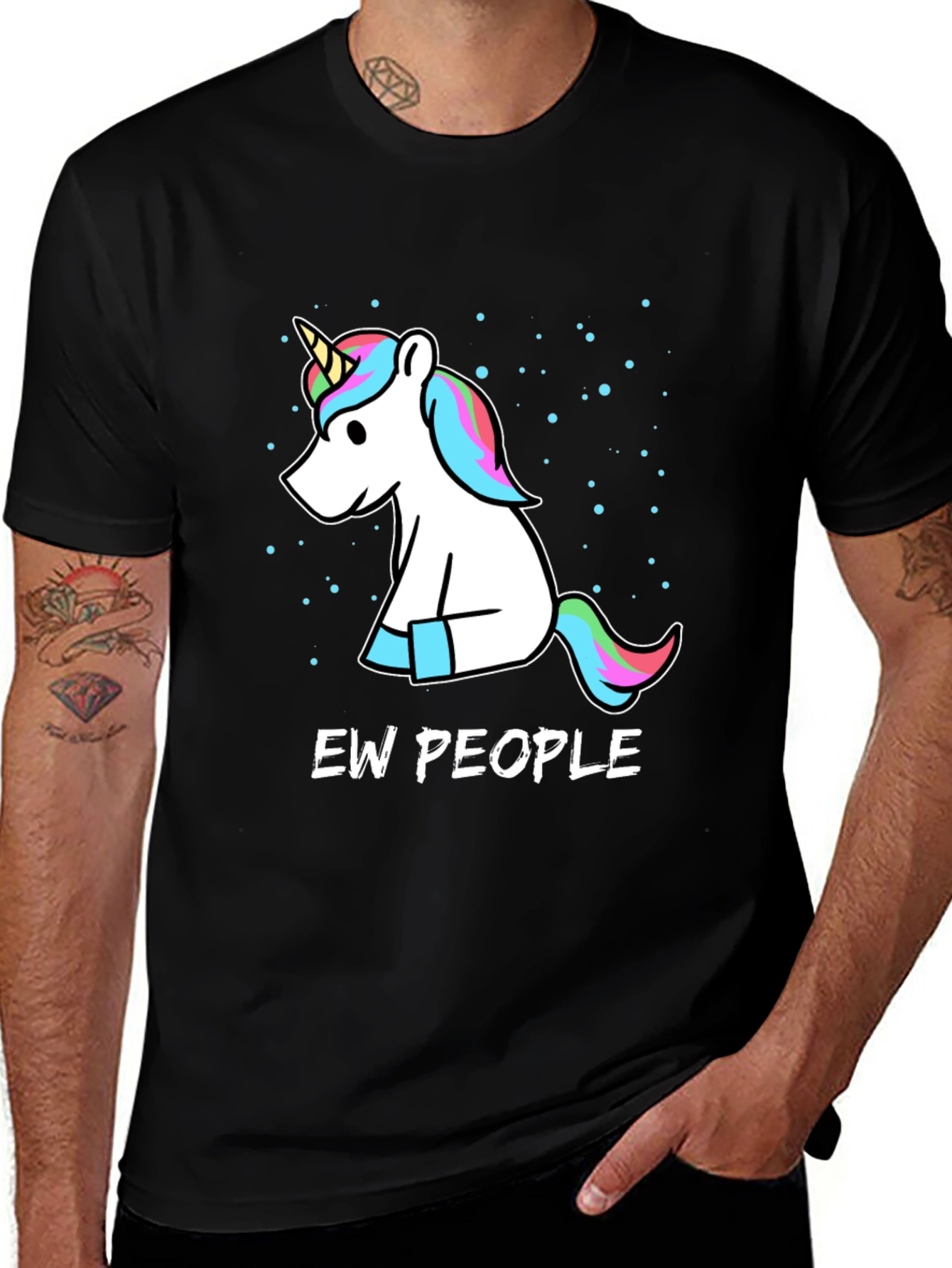 Variant 10 of Ew People Unicorn Graphic Tee - Unisex Black T-Shirt