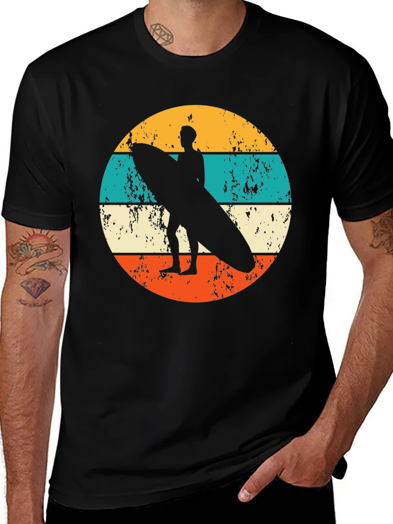 Variant 15 of Retro Surfer Silhouette T-Shirt - Vintage Style