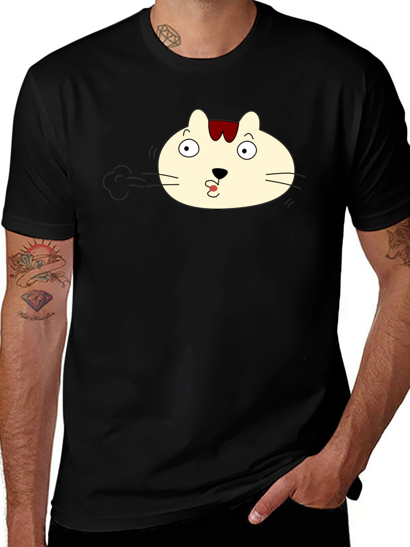 Variant 18 of Funny Cat Face Black T-Shirt