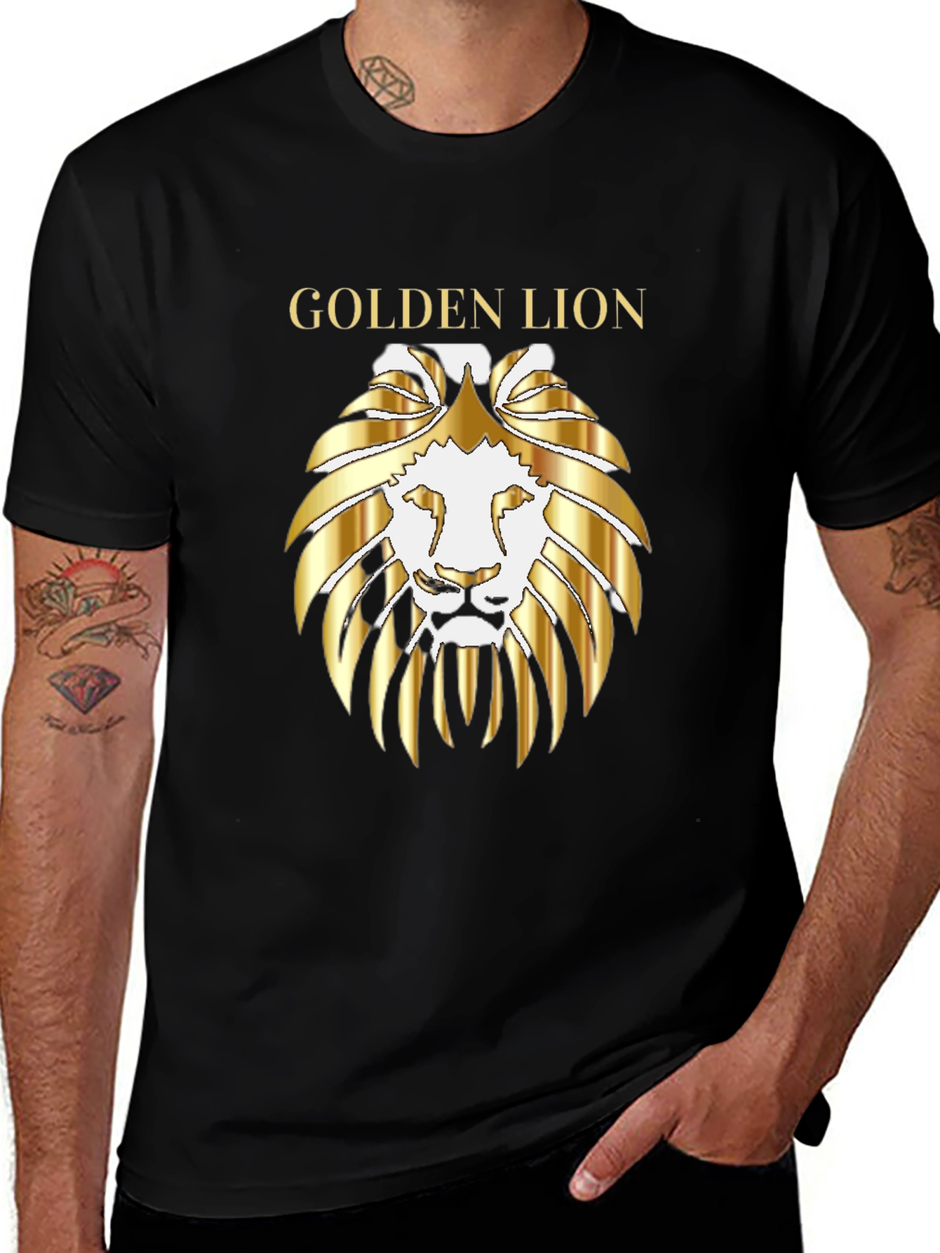 Variant 21 of Golden Lion Graphic Tee - Premium Black T-Shirt