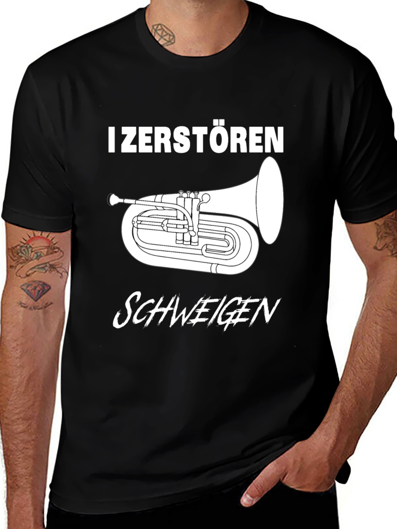 Variant 29 of I Zerstören Schweigen Tuba Black T-Shirt