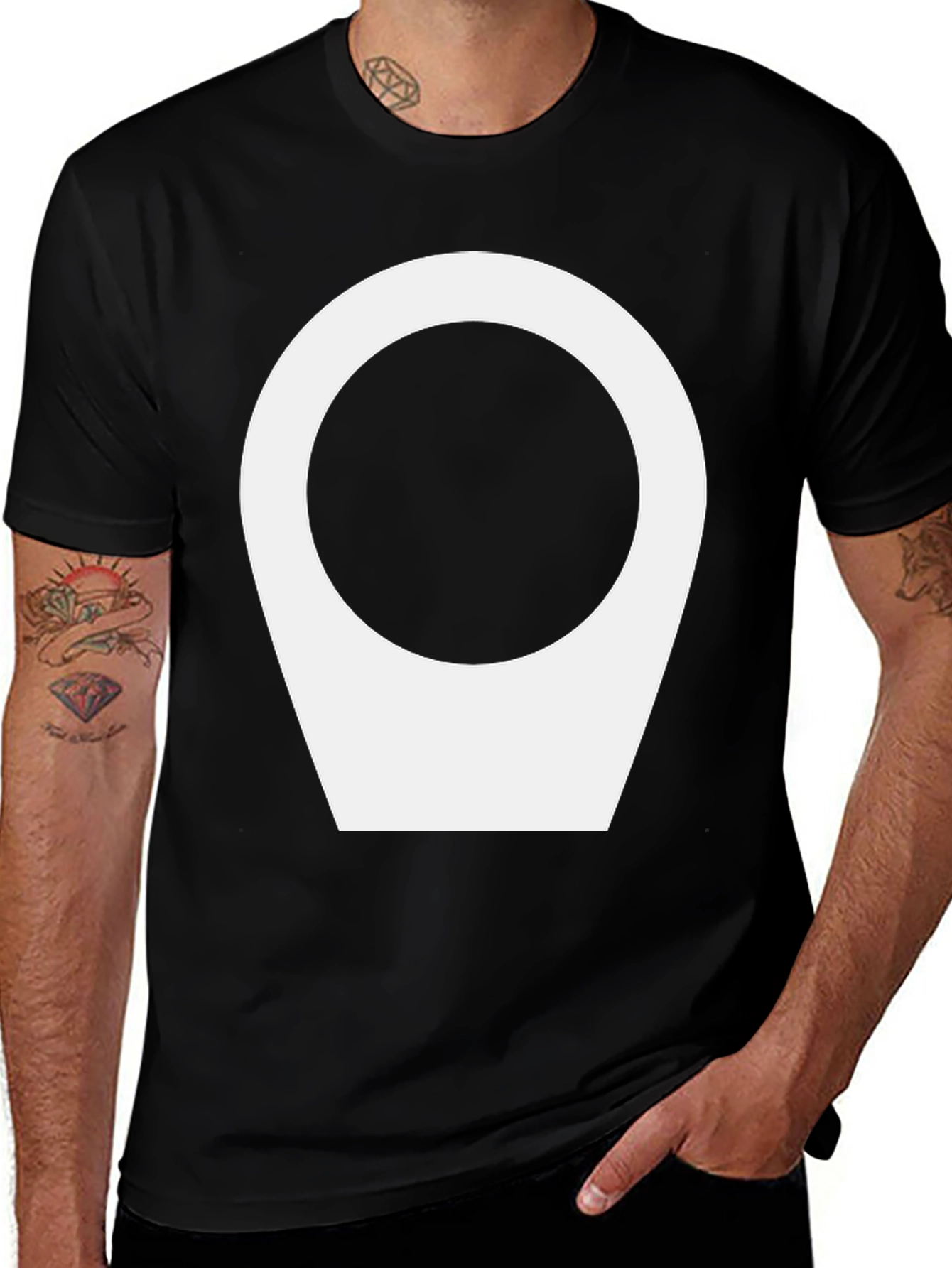 Variant 5 of Modern Black Tee with Abstract White Location Icon