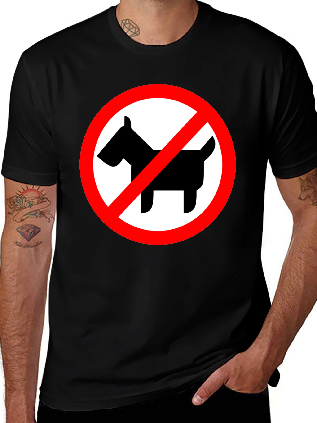 Variant 4 of No Dogs Allowed Black Crew Neck T-Shirt