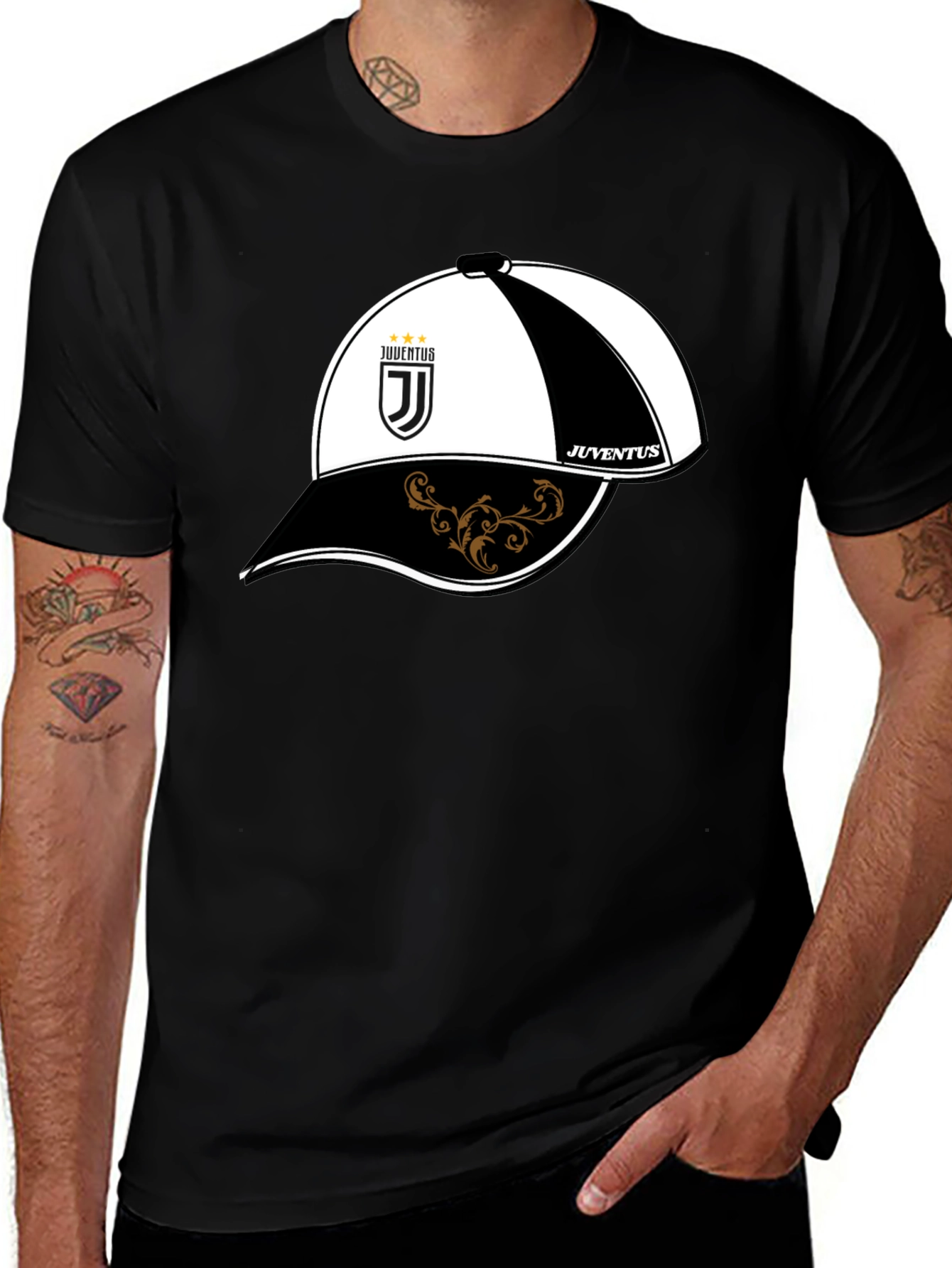 Juventus Cap Graphic Black T-Shirt