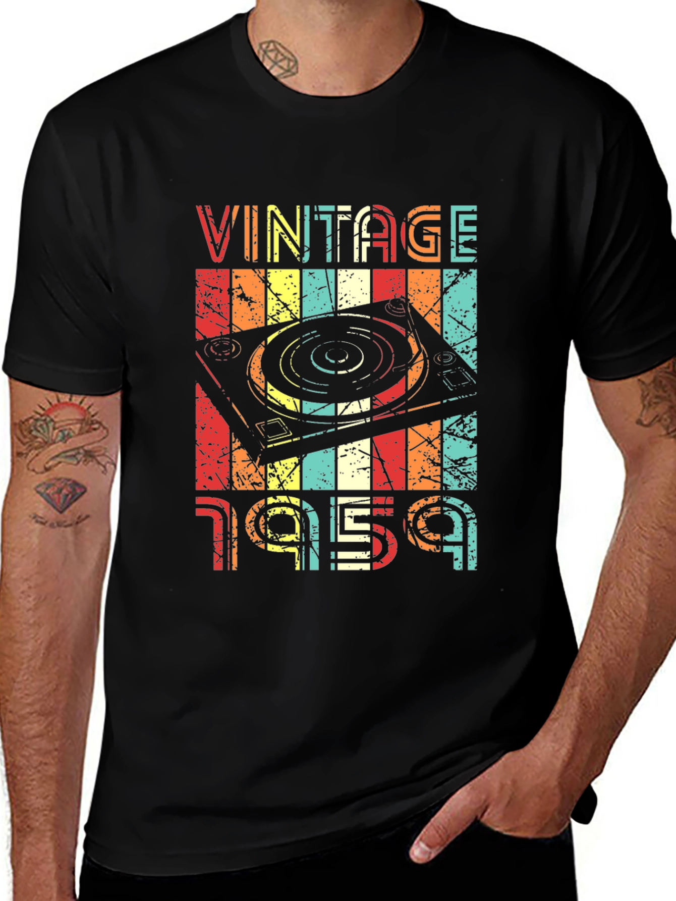 Variant 26 of Vintage 1959 Turntable T-Shirt - Retro Music Lover Tee