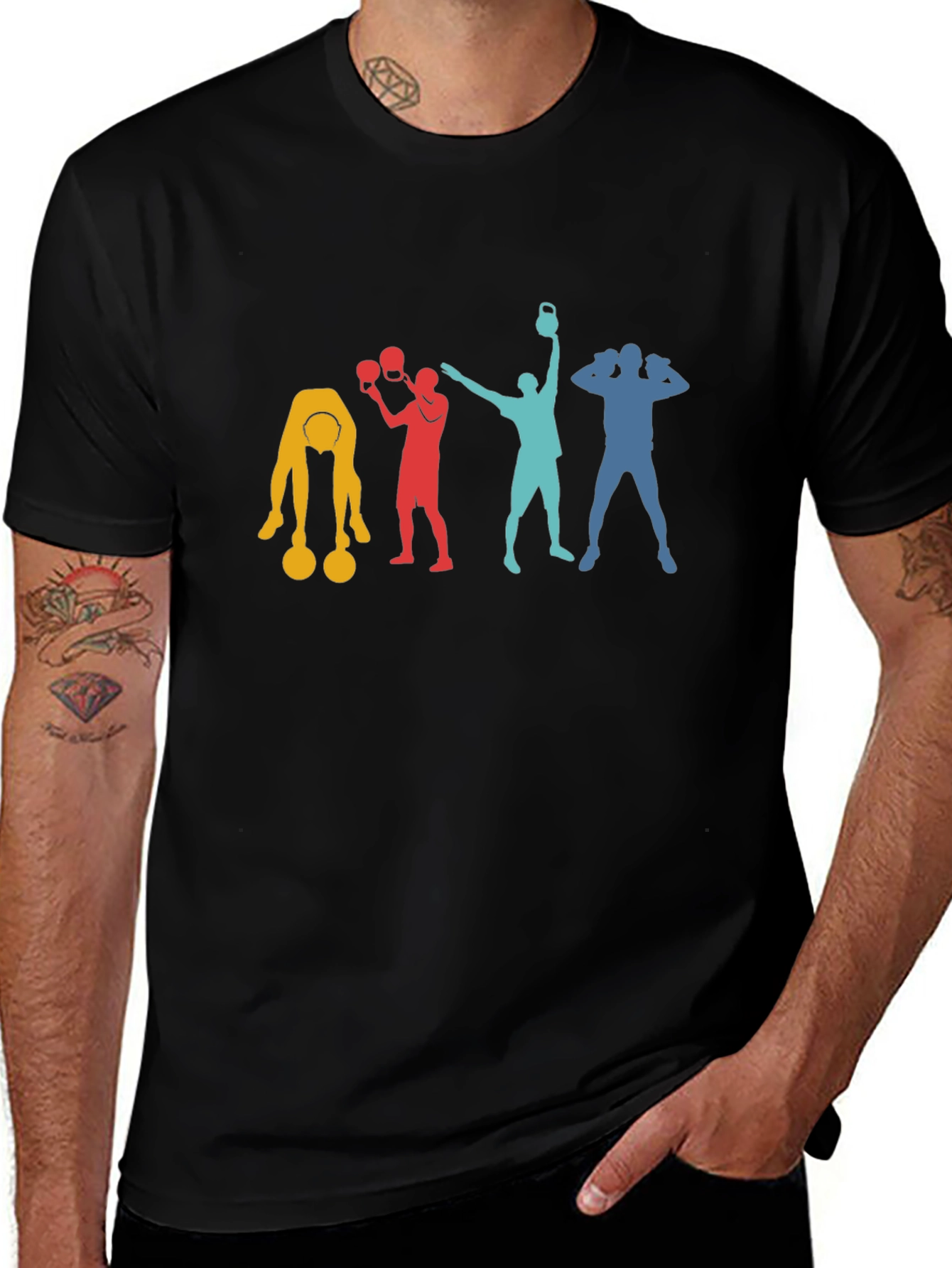 Variant 15 of Retro Gym Workout T-Shirt - Fitness Silhouette Design