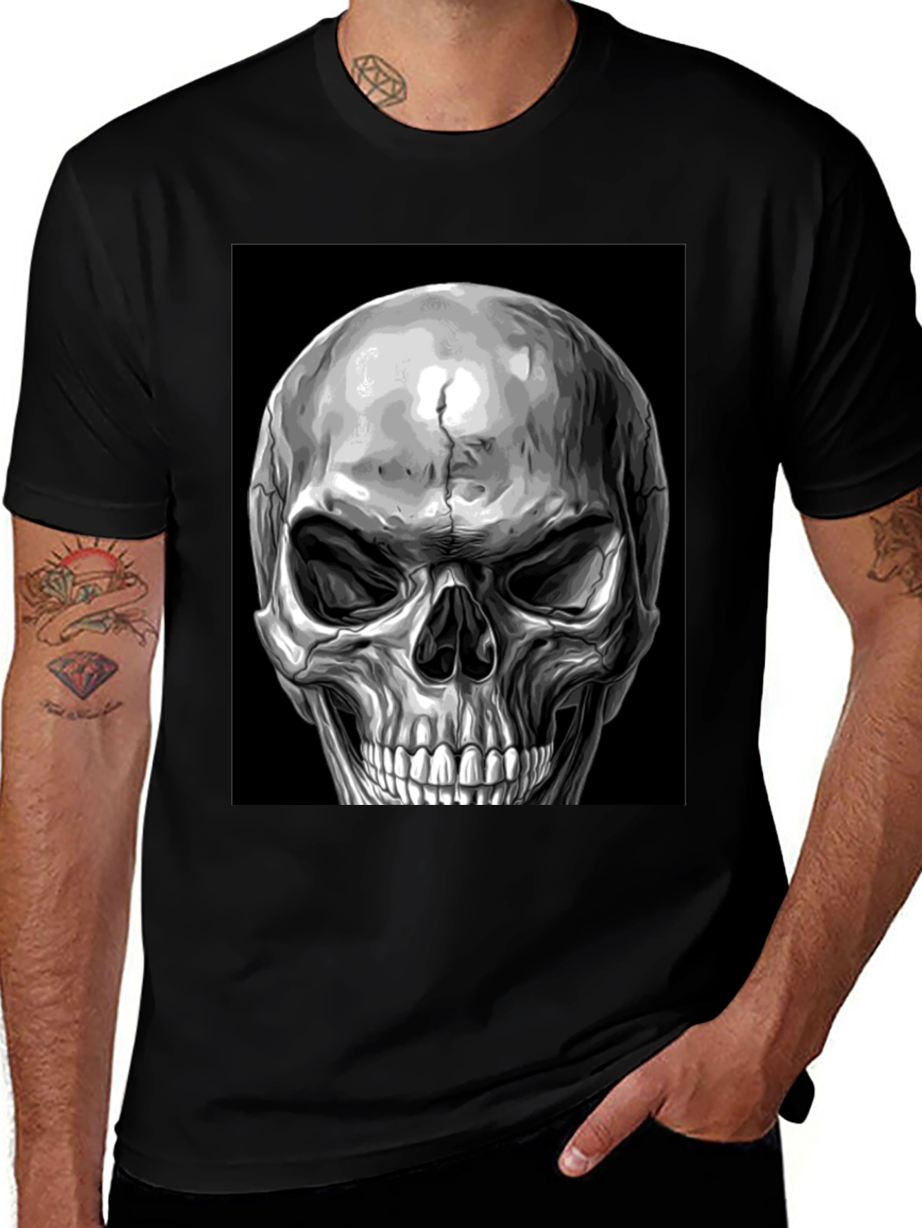 Variant 2 of Skull Graphic Black T-Shirt