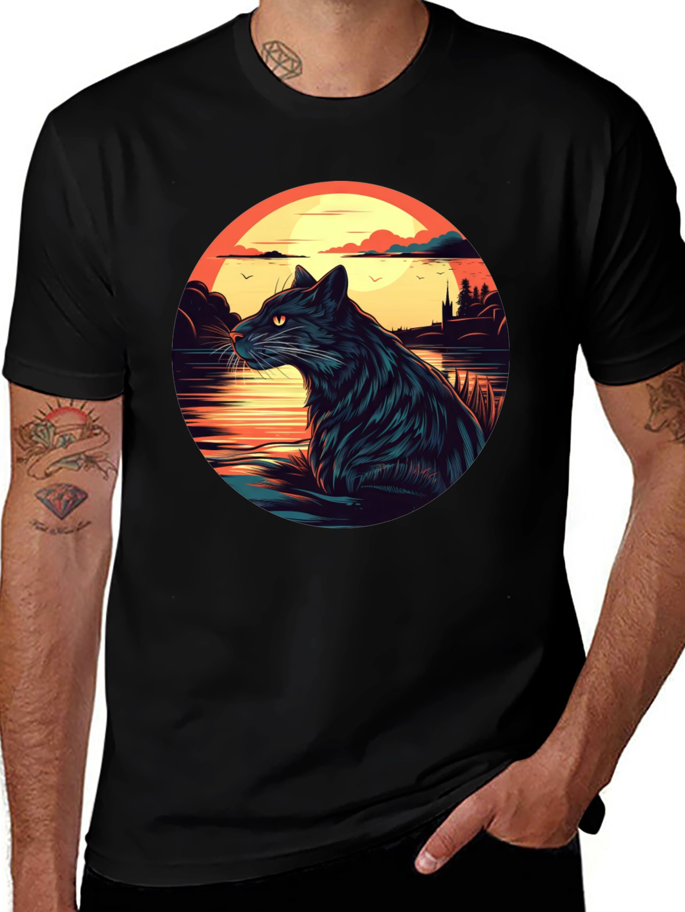 Variant 27 of Black Cat Sunset T-Shirt