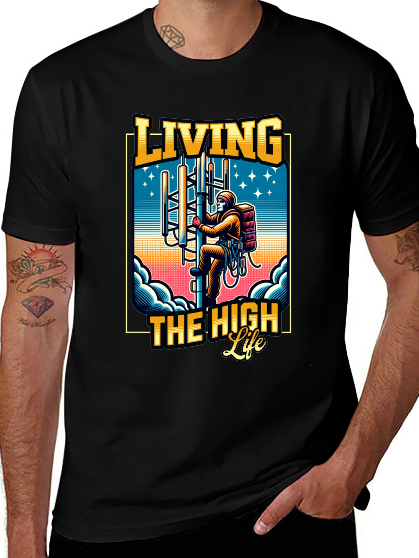 Variant 26 of Living The High Life Tower Climber Graphic Tee
