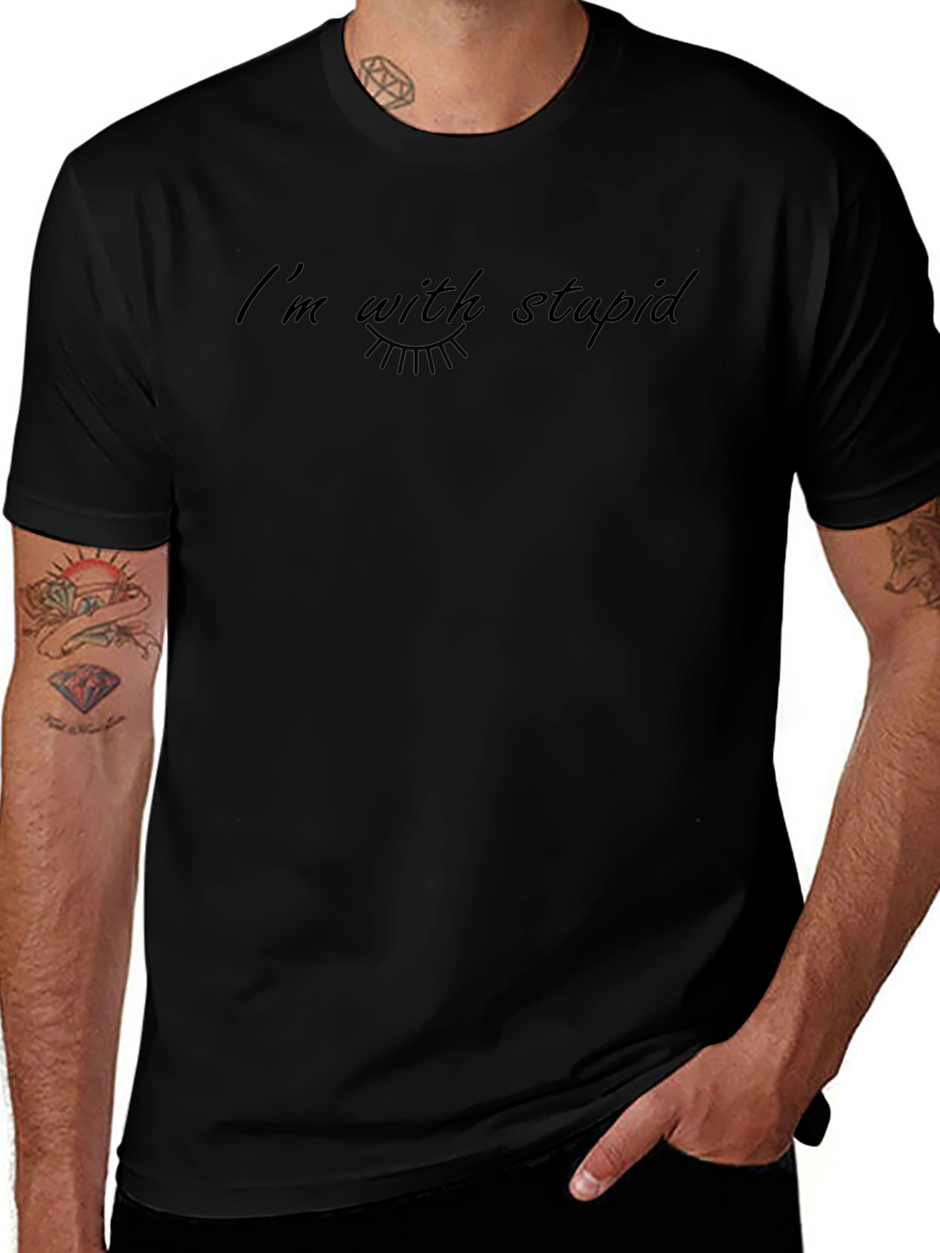 Variant 12 of I'm With Stupid Black Graphic Tee