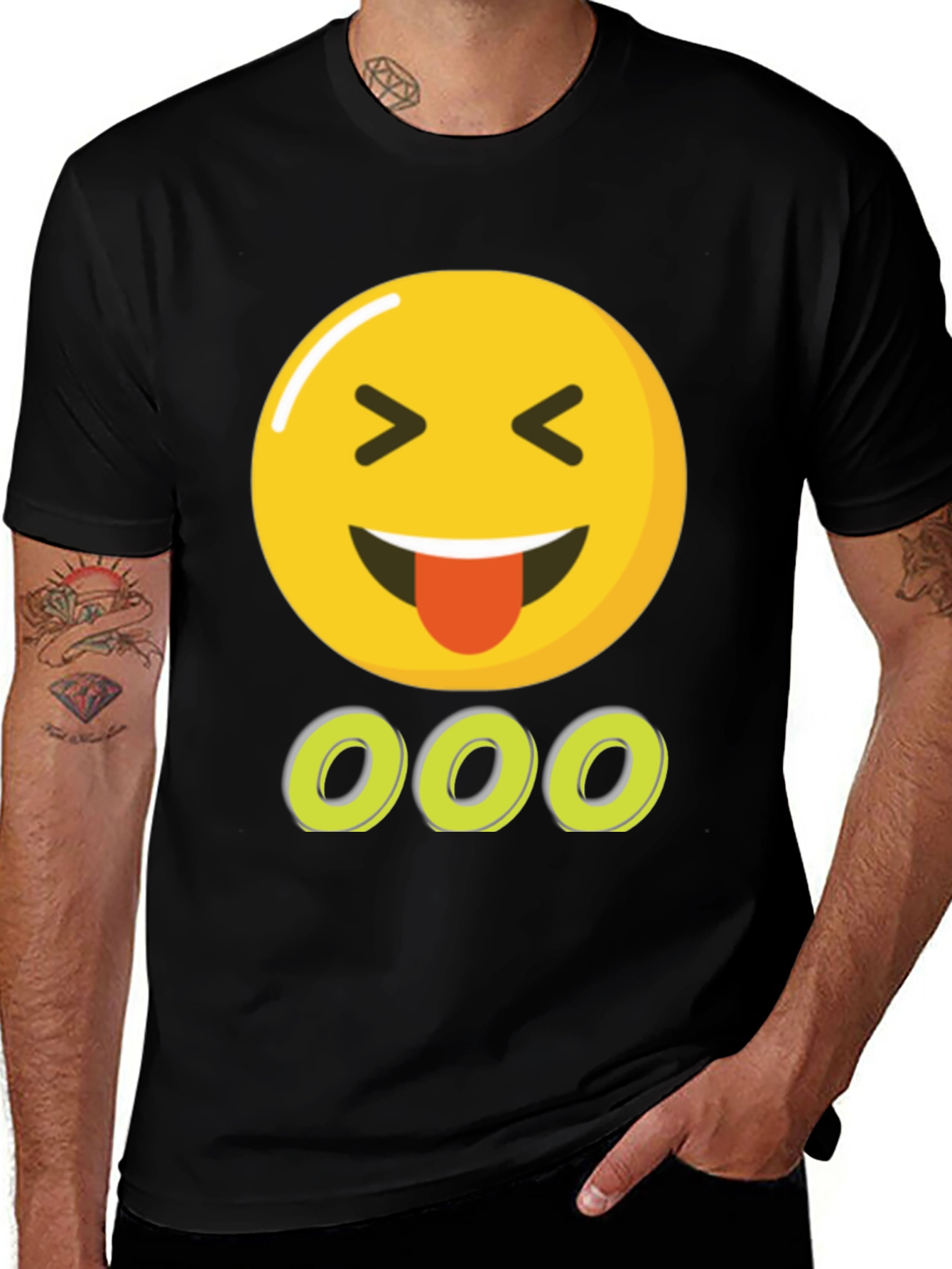 Variant 5 of Emoji Tongue Out Black T-Shirt