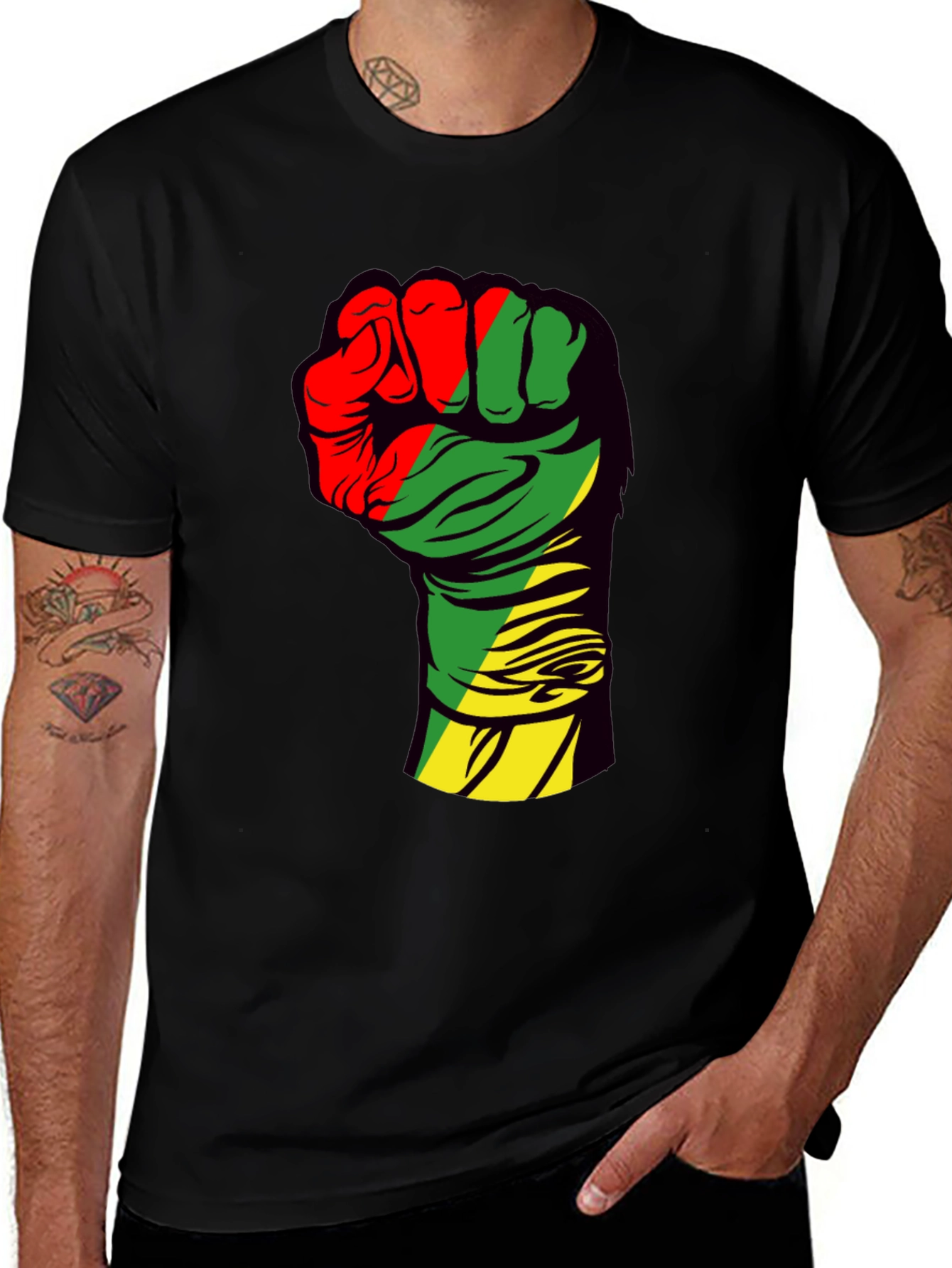 Rasta Fist Graphic Tee - Black Power Unisex T-Shirt
