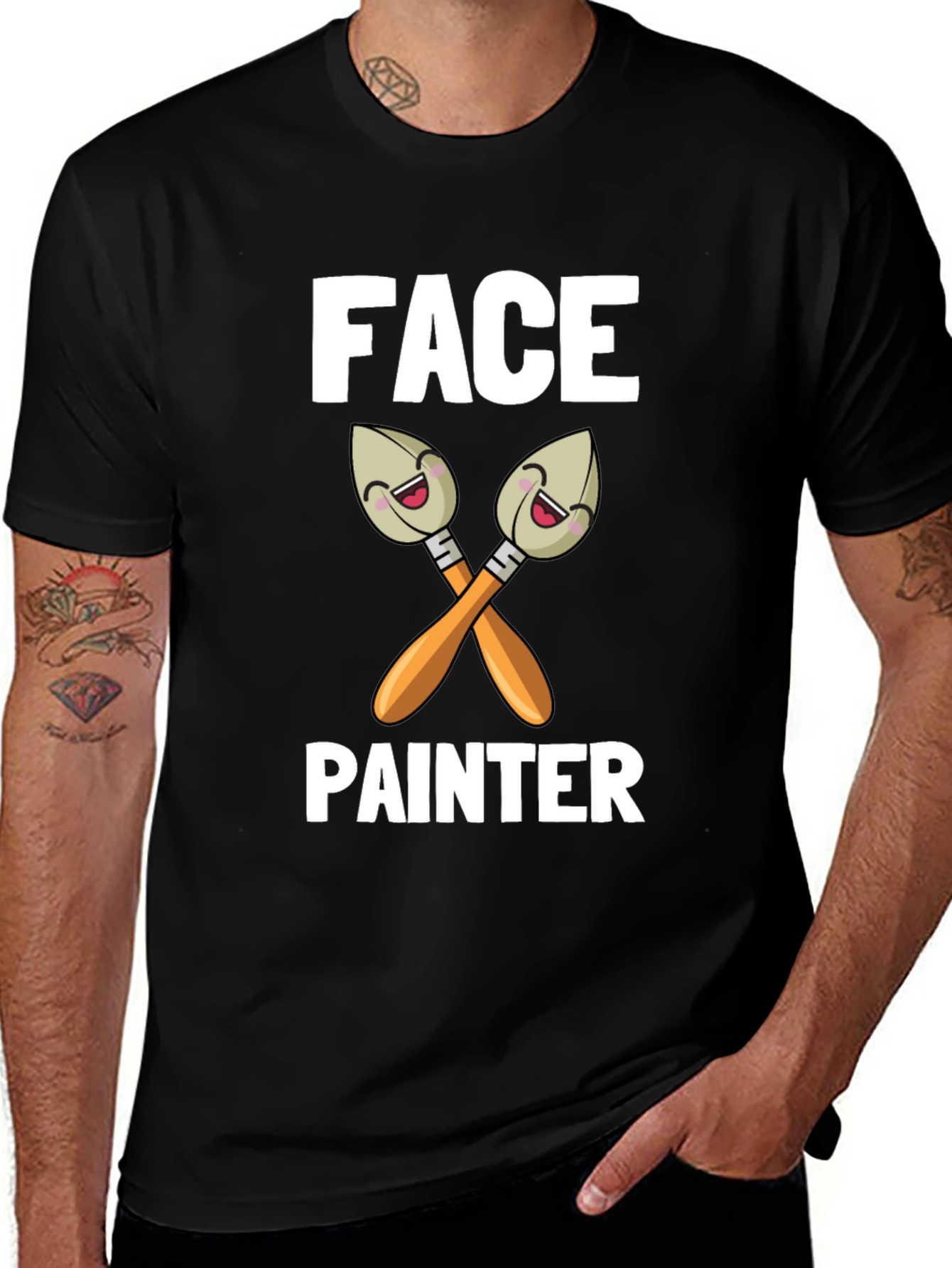 Face Painter Cartoon Brush Graphic T-Shirt