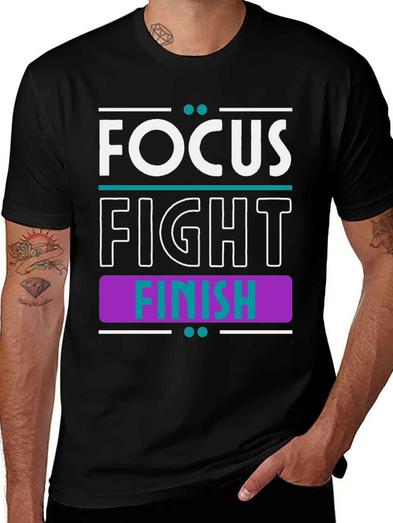Variant 17 of Focus Fight Finish Graphic T-Shirt - Black