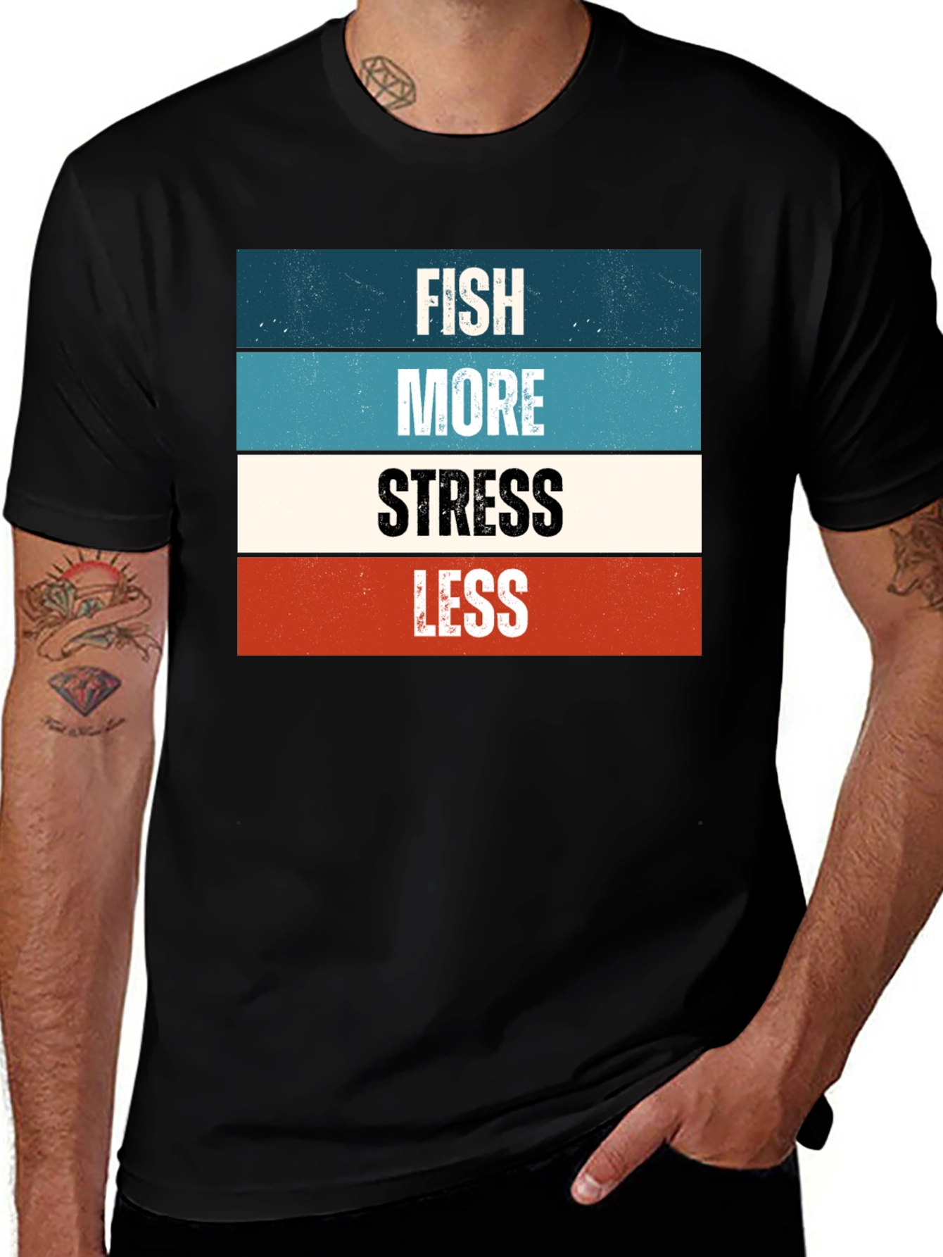 Variant 28 of Fish More Stress Less Graphic Tee